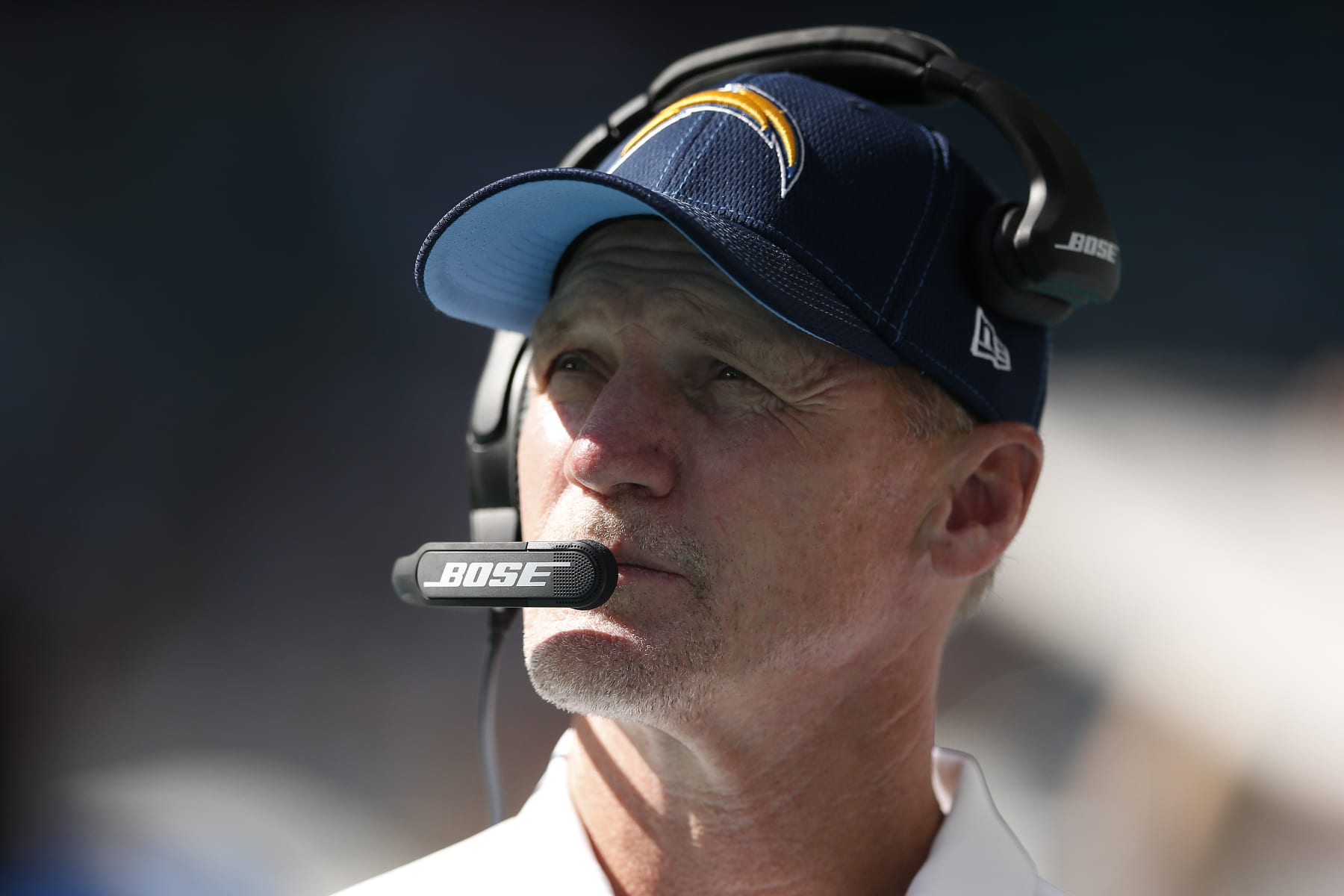 MIAMI, FLORIDA - SEPTEMBER 29: Offensive coordinator Ken Whisenhunt of the Los Angeles Chargers looks on against the Miami Dolphins during the fourth quarter at Hard Rock Stadium on September 29, 2019 in Miami, Florida. (Photo by Michael Reaves/Getty Images)