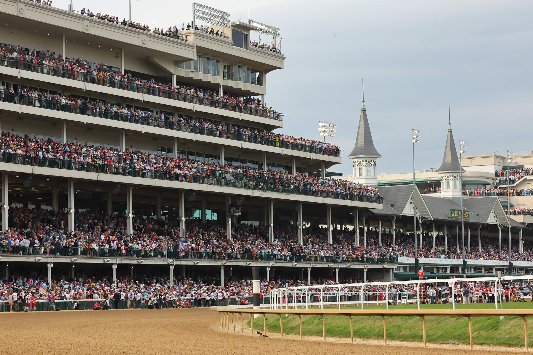 LOUISVILLE, KENTUCKY - MAY 06: A general view of Churchill Downs ahead of the 149th running of the Kentucky Derby on May 06, 2023 in Louisville, Kentucky. (Photo by Michael Reaves/Getty Images)
