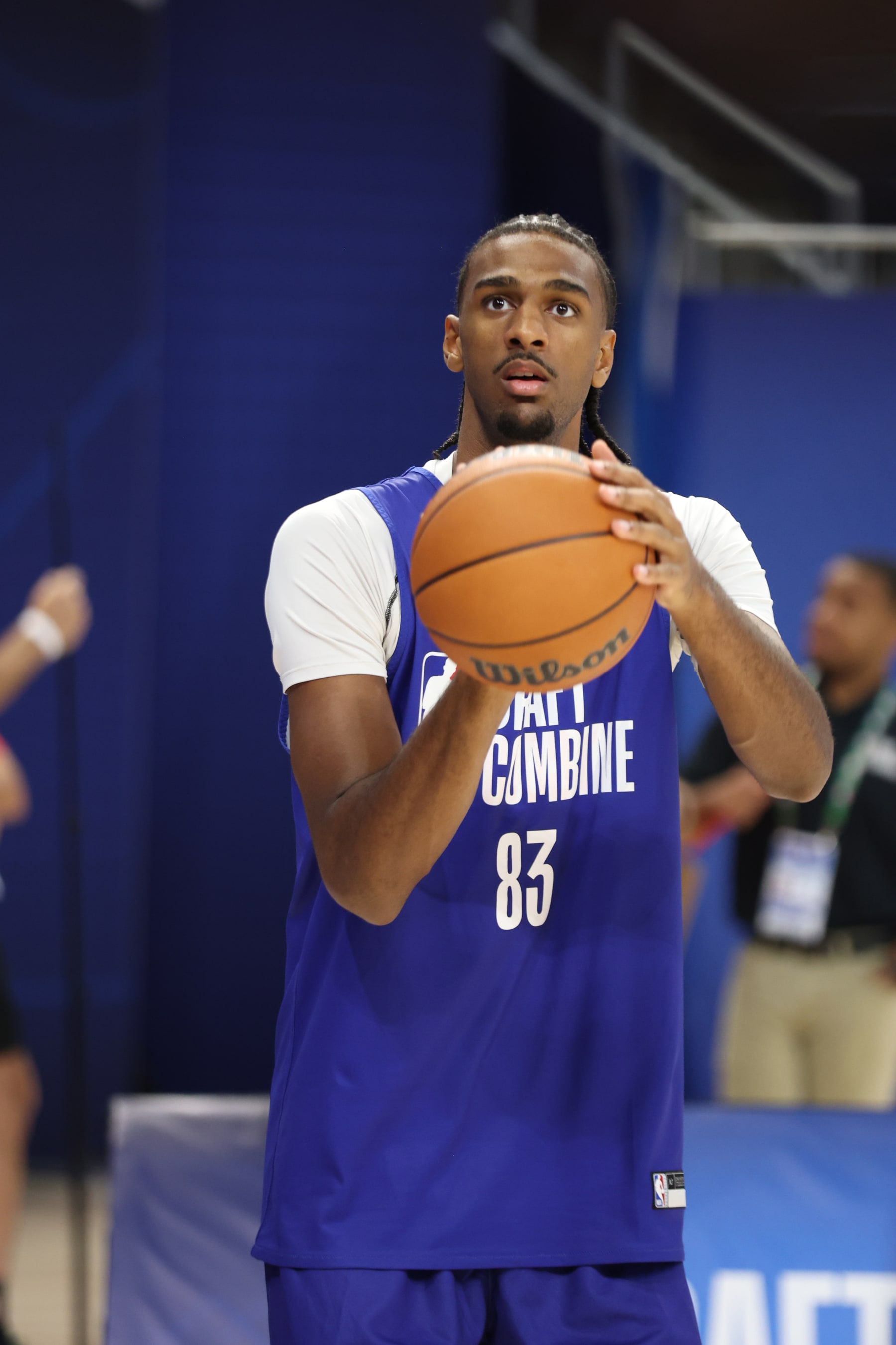 CHICAGO, IL - MAY 13: Alexandre Sarr shoots the ball during the 2024 NBA Combine on May 13, 2024 at Wintrust Arena in Chicago, Illinois. NOTE TO USER: User expressly acknowledges and agrees that, by downloading and or using this photograph, User is consenting to the terms and conditions of the Getty Images License Agreement. Mandatory Copyright Notice: Copyright 2024 NBAE (Photo by Jeff Haynes/NBAE via Getty Images)