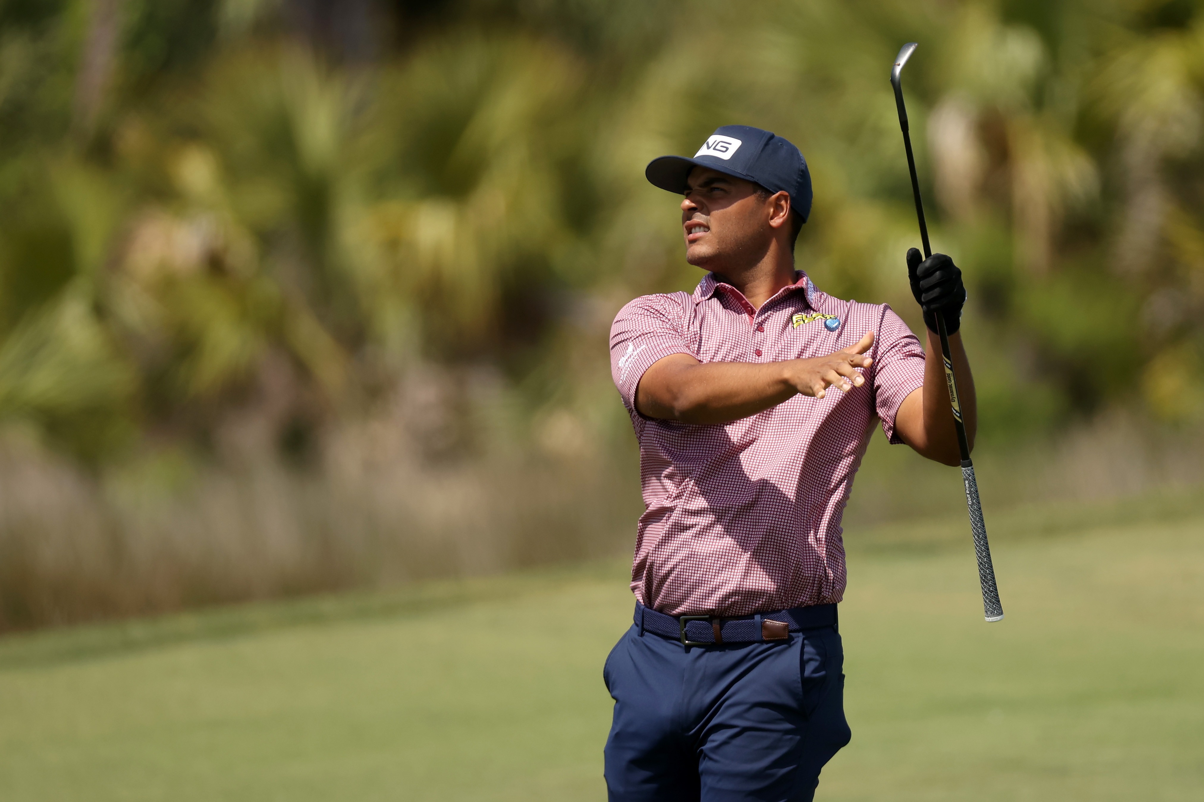 KIAWAH ISLAND, SOUTH CAROLINA - MAY 19: Sebastian Munoz of Colombia plays a shot on the 12th hole during a practice round prior to the 2021 PGA Championship at Kiawah Island Resort's Ocean Course on May 19, 2021 in Kiawah Island, South Carolina. (Photo by Gregory Shamus/Getty Images)