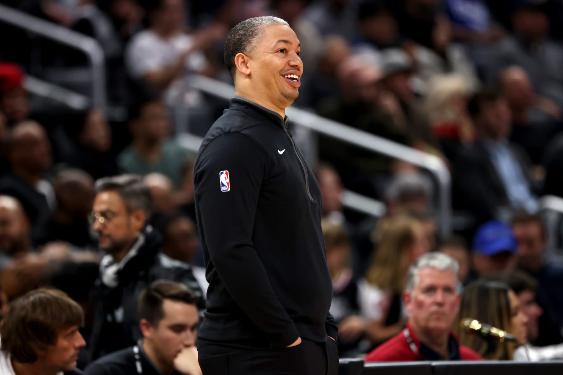 LOS ANGELES, CALIFORNIA - JANUARY 10: Head coach Tyronn Lue of the Los Angeles Clippers looks on during the third quarter against the Dallas Mavericks at Crypto.com Arena on January 10, 2023 in Los Angeles, California. NOTE TO USER: User expressly acknowledges and agrees that, by downloading and or using this photograph, User is consenting to the terms and conditions of the Getty Images License Agreement. (Photo by Katelyn Mulcahy/Getty Images)