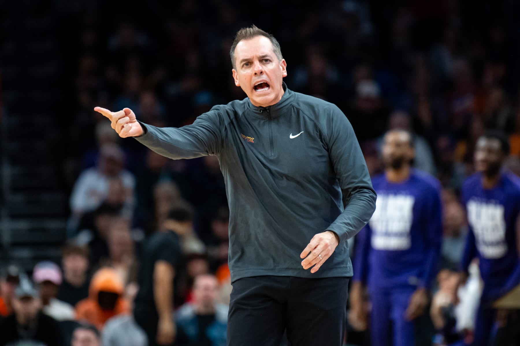 PHOENIX, ARIZONA - FEBRUARY 06: Head coach Frank Vogel of the Phoenix Suns reacts to a call during the first half of the NBA game against the Milwaukee Bucks at Footprint Center on February 06, 2024 in Phoenix, Arizona. The Suns defeated the Bucks 114-106. NOTE TO USER: User expressly acknowledges and agrees that, by downloading and or using this photograph, User is consenting to the terms and conditions of the Getty Images License Agreement.  (Photo by Kelsey Grant/Getty Images)