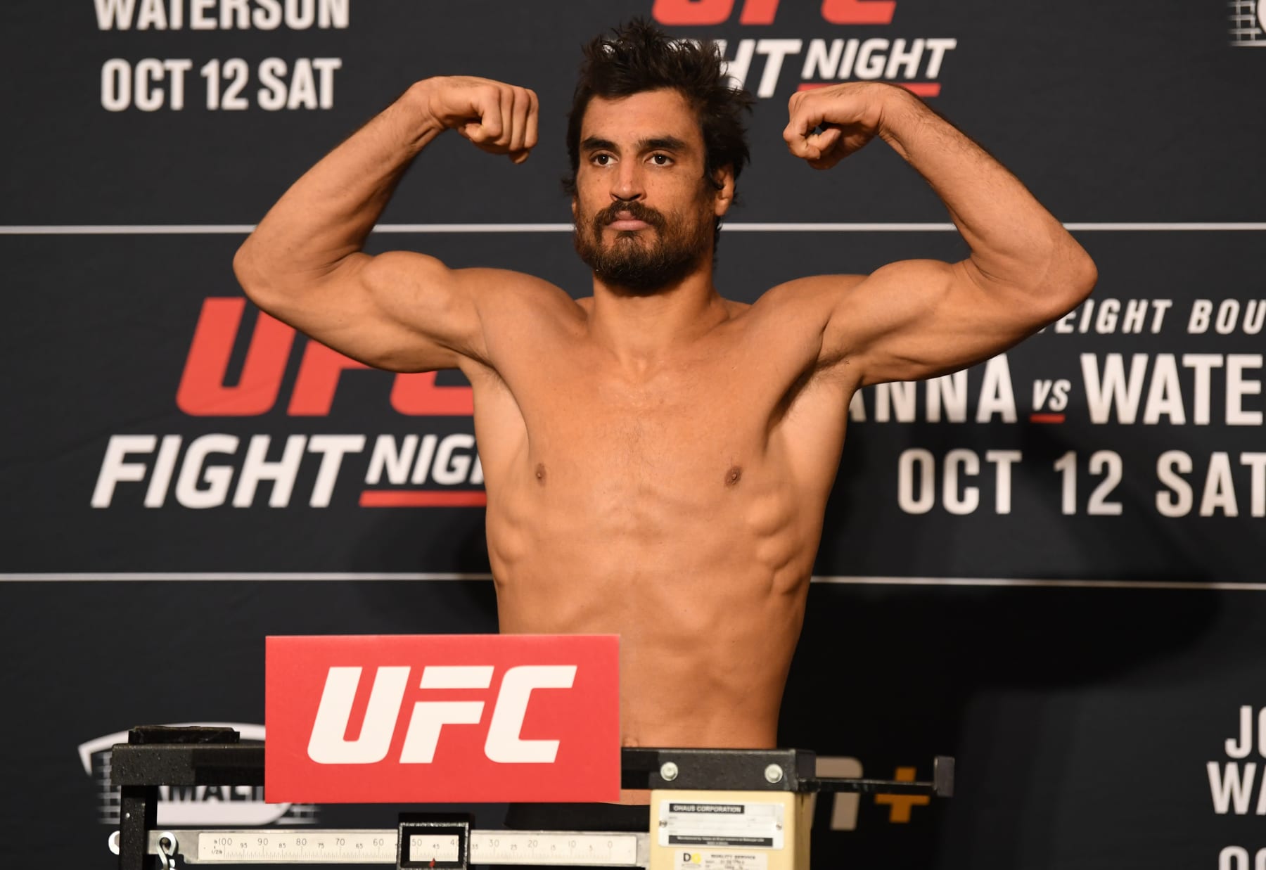TAMPA, FLORIDA - OCTOBER 11:   Kron Gracie of Brazil poses on the scale during the UFC Fight Night weigh-in at the Westin Tampa Waterside on October 11, 2019 in Tampa, Florida. (Photo by Josh Hedges/Zuffa LLC/Zuffa LLC)