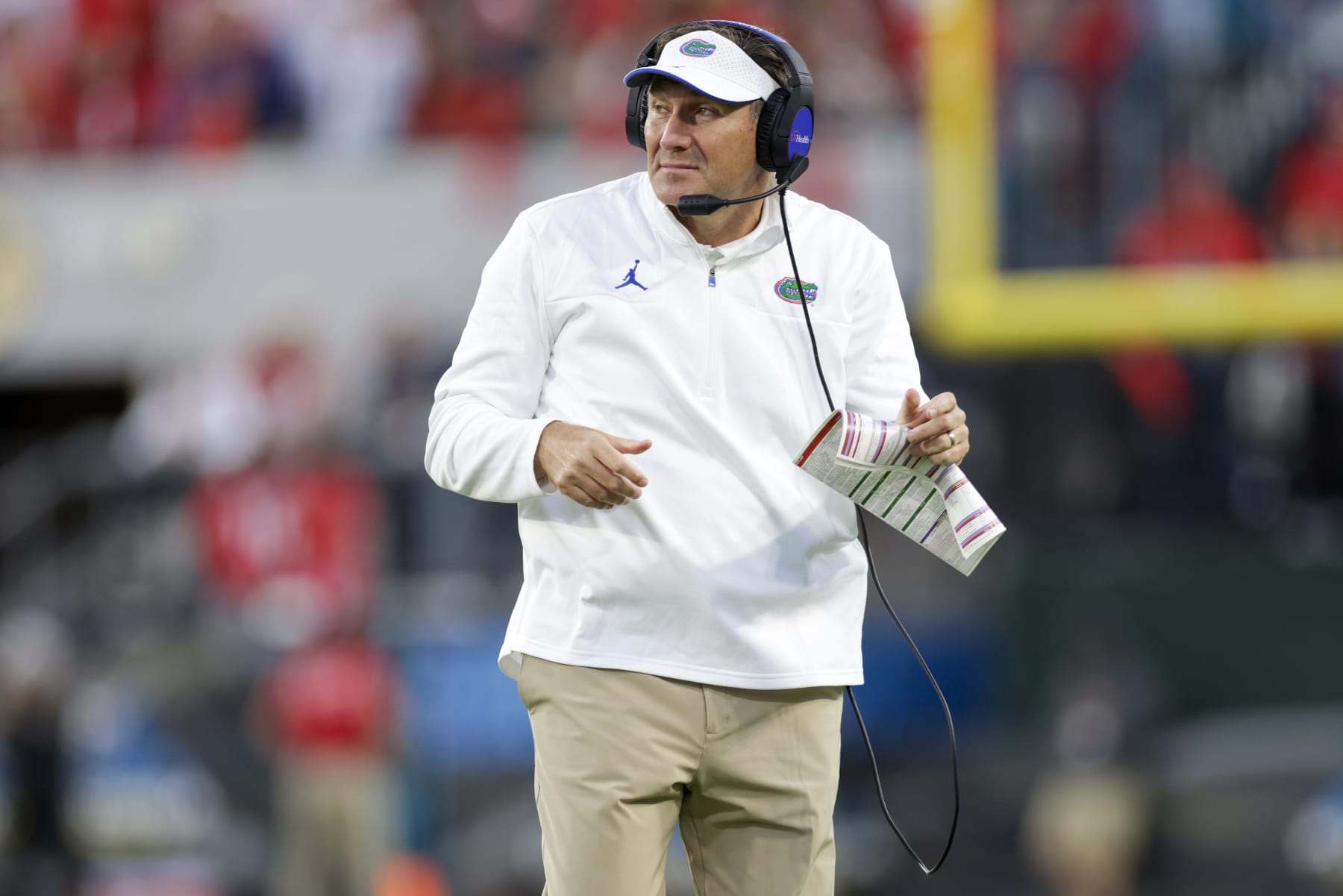 JACKSONVILLE, FL - OCTOBER 30: Florida Gators head coach Dan Mullen looks on during the game between the Georgia Bulldogs and the Florida Gators on October 30, 2021 at TIAA Bank Field in Jacksonville, Fl. (Photo by David Rosenblum/Icon Sportswire via Getty Images)
