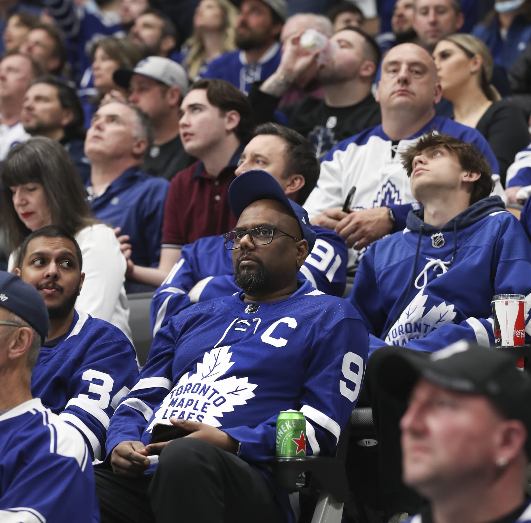 TORONTO, ON - May 10  In first period action, fans are disappointed as the Leafs fall behind 2-0.
The Toronto Maple Leafs took on the Tampa Bay Lightning in NHL hockey action at the Scotiabank Arena in Toronto.  This is the fifth  game of the first round of playoffs
May 10 2022        (Richard Lautens/Toronto Star via Getty Images)