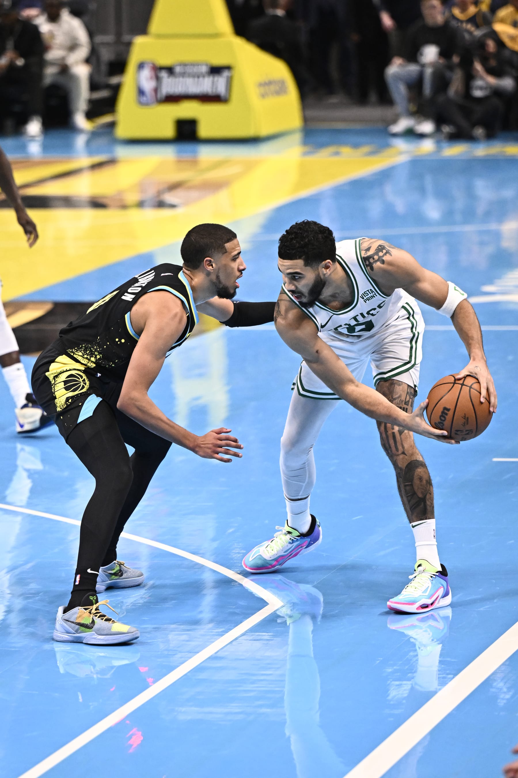 INDIANAPOLIS, IN - DECEMBER 4: Jayson Tatum #0 of the Boston Celtics handles the ball during the game against the Indiana Pacers during the quarterfinals of the In-Season Tournament on December 4, 2023 at Gainbridge Fieldhouse in Indianapolis, Indiana. NOTE TO USER: User expressly acknowledges and agrees that, by downloading and or using this Photograph, user is consenting to the terms and conditions of the Getty Images License Agreement. Mandatory Copyright Notice: Copyright 2023 NBAE (Photo by David Dow/NBAE via Getty Images)