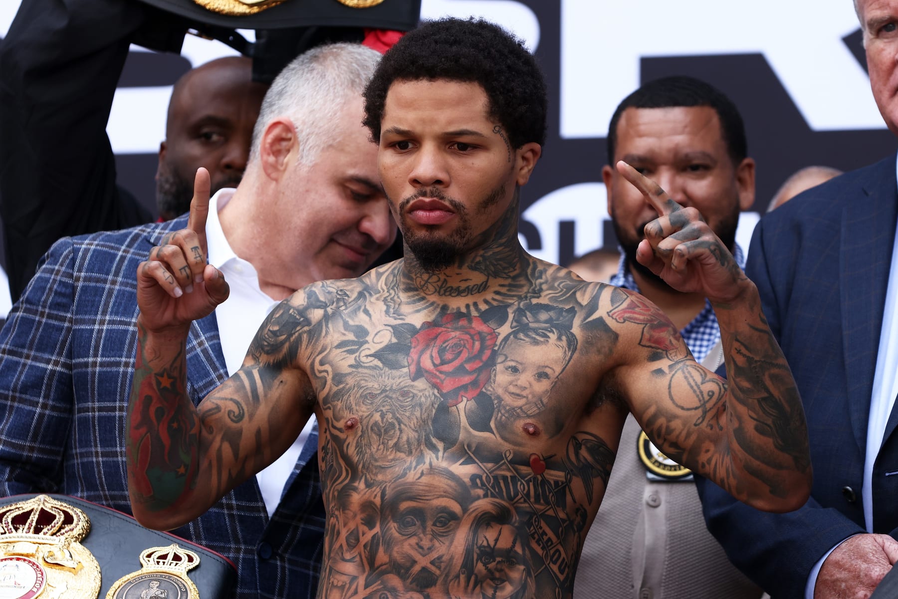 BROOKLYN, NEW YORK - MAY 27: Gervonta Davis poses during his official weigh-in at Barclays Center on May 27, 2022 in Brooklyn, New York. (Photo by Mike Stobe/Getty Images)