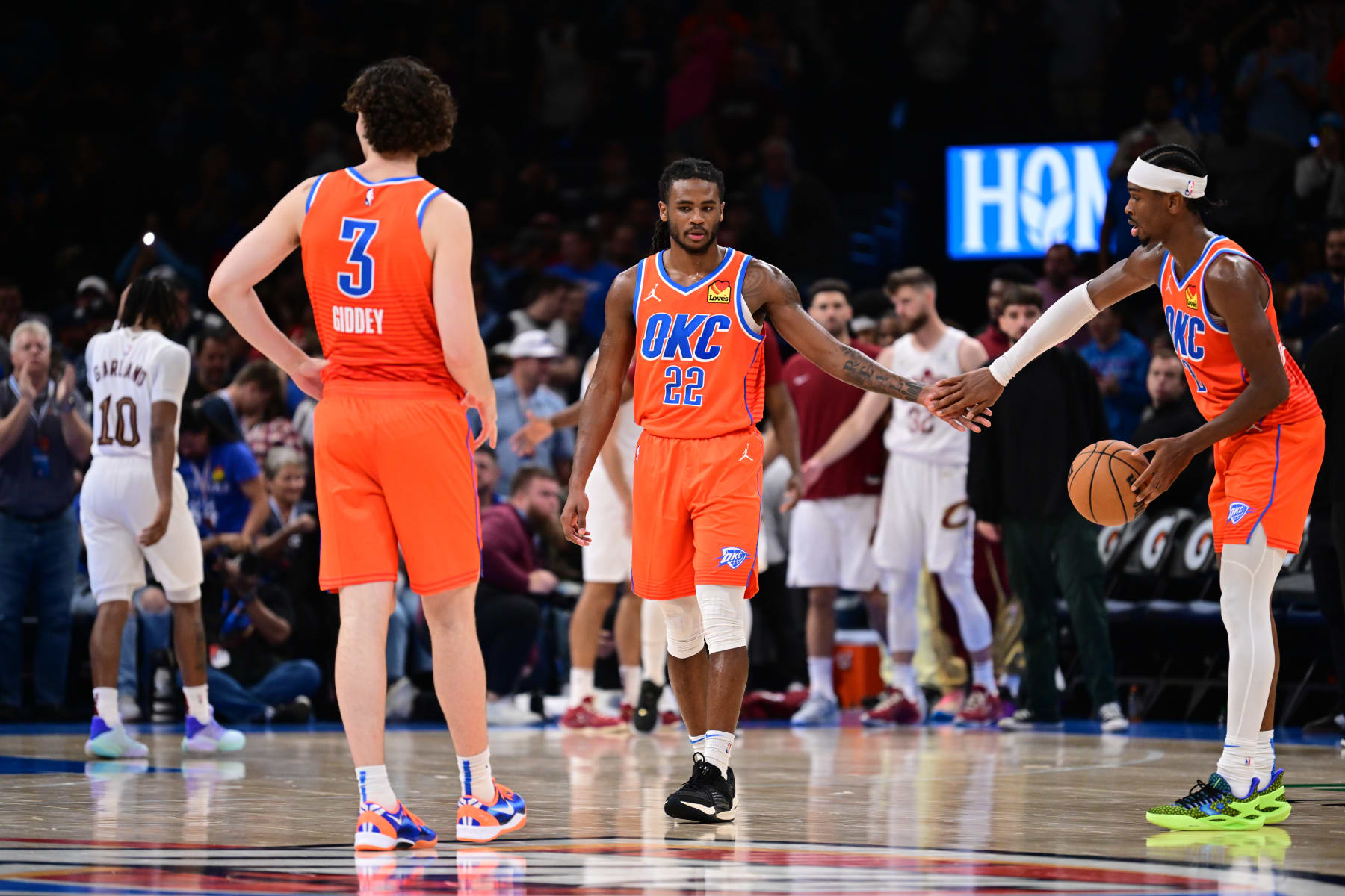 Josh Giddey, Cason Wallace and Shai Gilgeous-Alexander