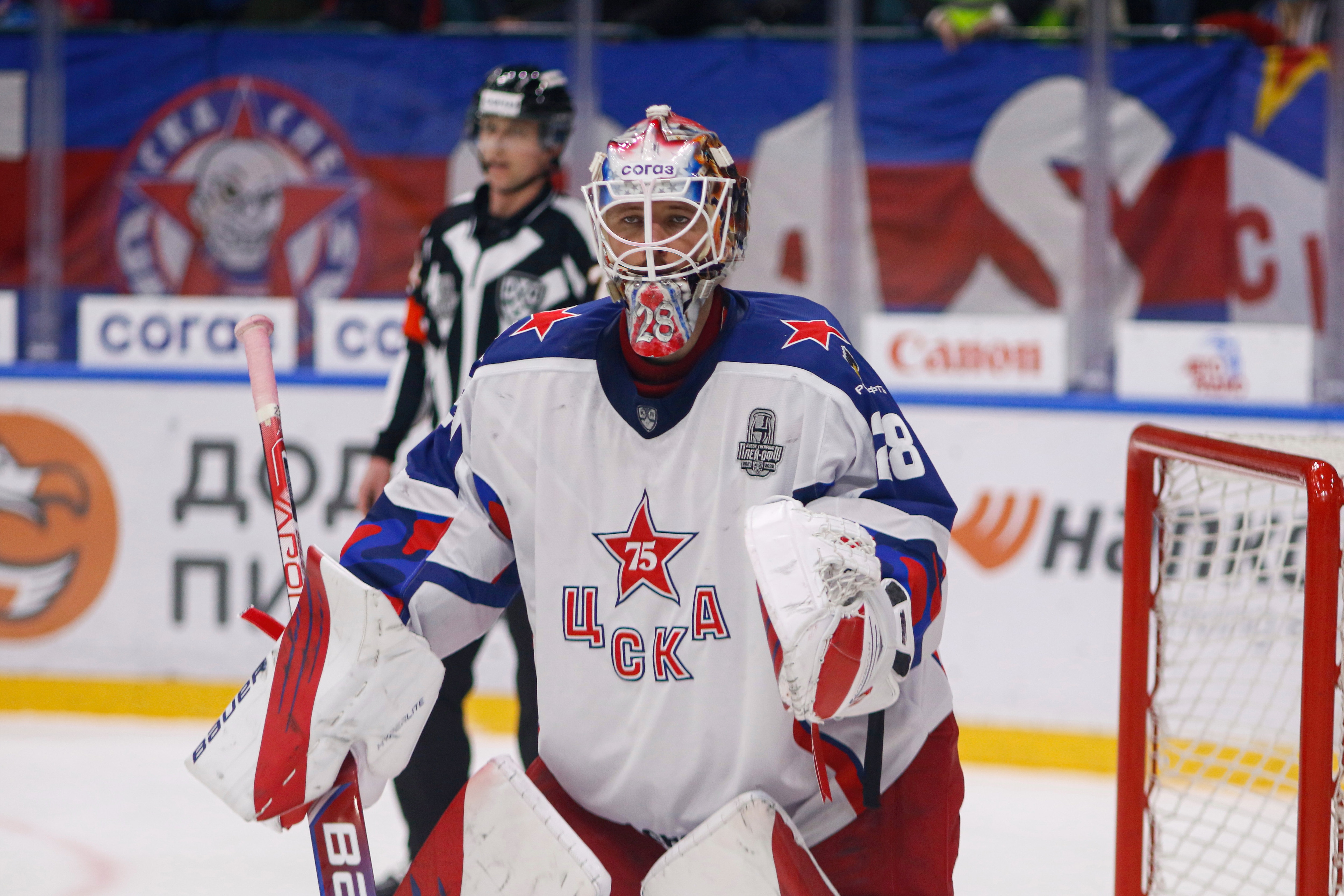 SAINT PETERSBURG, RUSSIA - 2022/04/04: CSKA Hockey Club player, Ivan Fedotov (No.28) seen in action during the Kontinental Hockey League, Gagarin Cup, KHL 2021/22 between SKA Saint Petersburg and CSKA Moscow at the Ice Sports Palace.
(Final score; SKA Saint Petersburg 2:1 CSKA Moscow). (Photo by Maksim Konstantinov/SOPA Images/LightRocket via Getty Images)