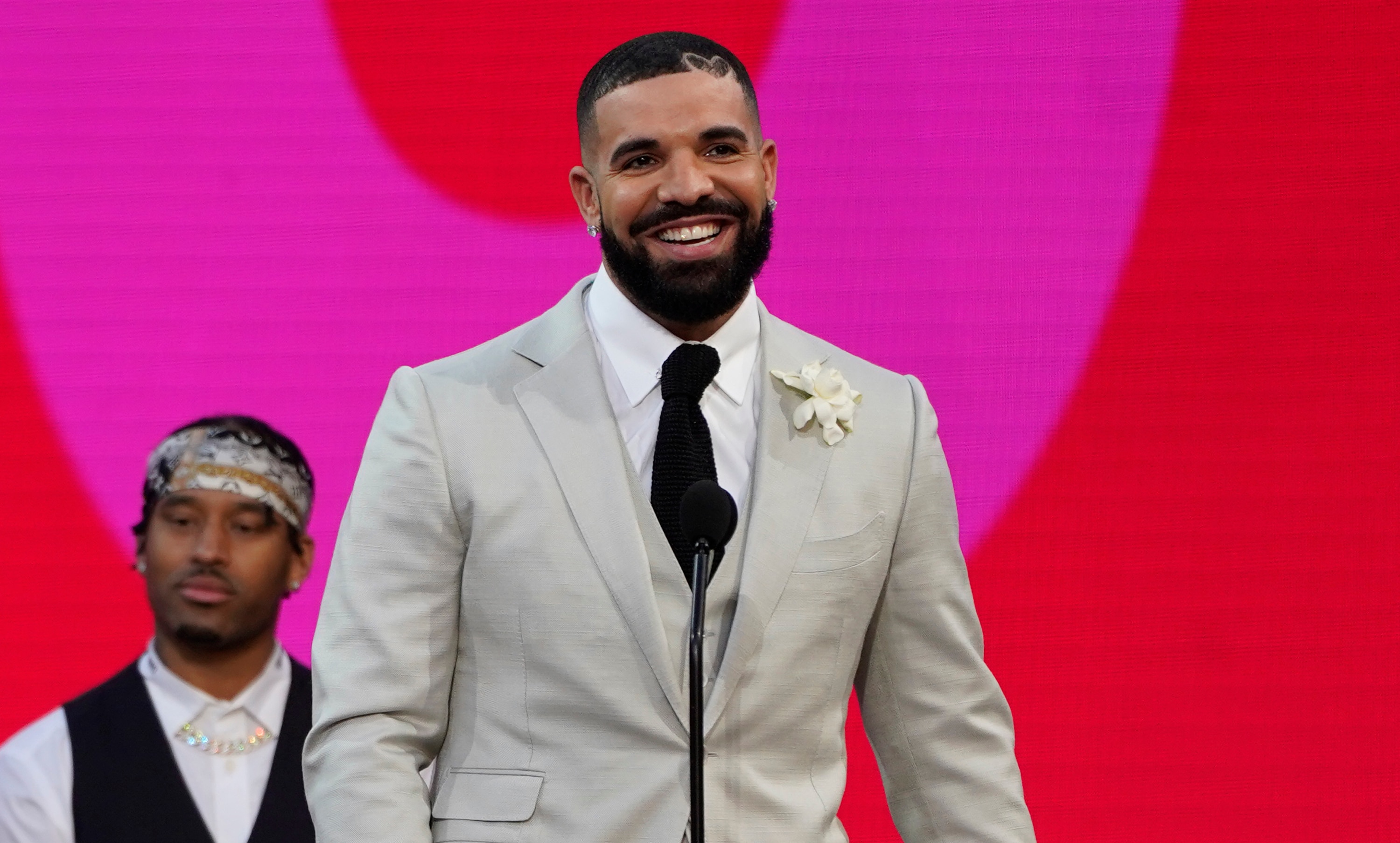 Drake accepts the artist of the decade award at the Billboard Music Awards on Sunday, May 23, 2021, at the Microsoft Theater in Los Angeles. (AP Photo/Chris Pizzello)