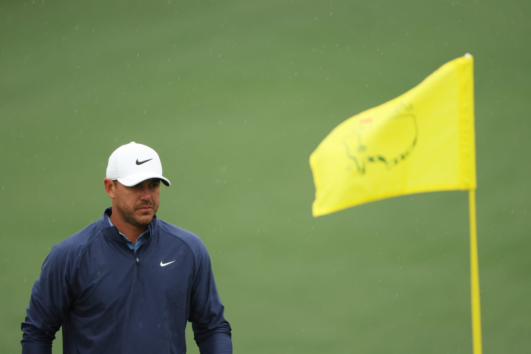 AUGUSTA, GEORGIA - APRIL 08: Brooks Koepka of the United States looks on from the second green during the third round of the 2023 Masters Tournament at Augusta National Golf Club on April 08, 2023 in Augusta, Georgia. (Photo by Patrick Smith/Getty Images)