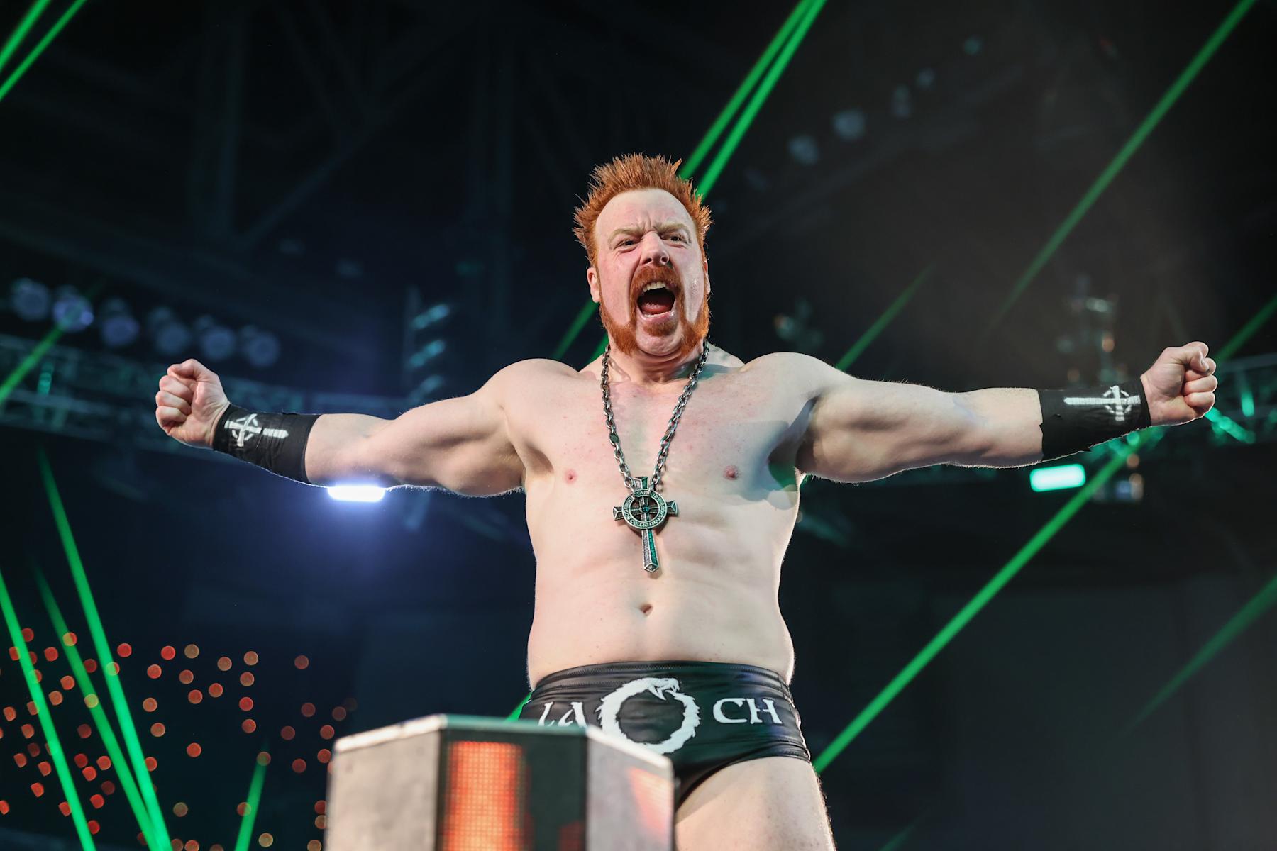 DAYTON, OHIO - JULY 15: Sheamus enters the ring during Monday Night RAW at WSU Nutter Center on July 15, 2024 in Dayton, Ohio.  (Photo by WWE/Getty Images)