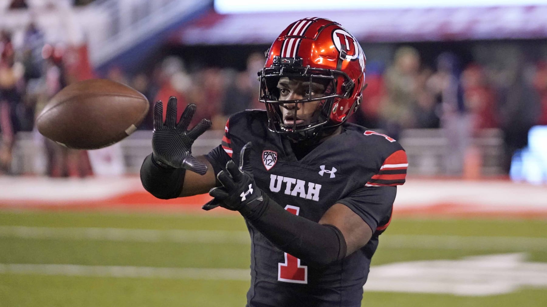 Utah cornerback Clark Phillips III (1) warms up before their NCAA college football game against Stanford Saturday, Nov. 12, 2022, in Salt Lake City. (AP Photo/Rick Bowmer)
