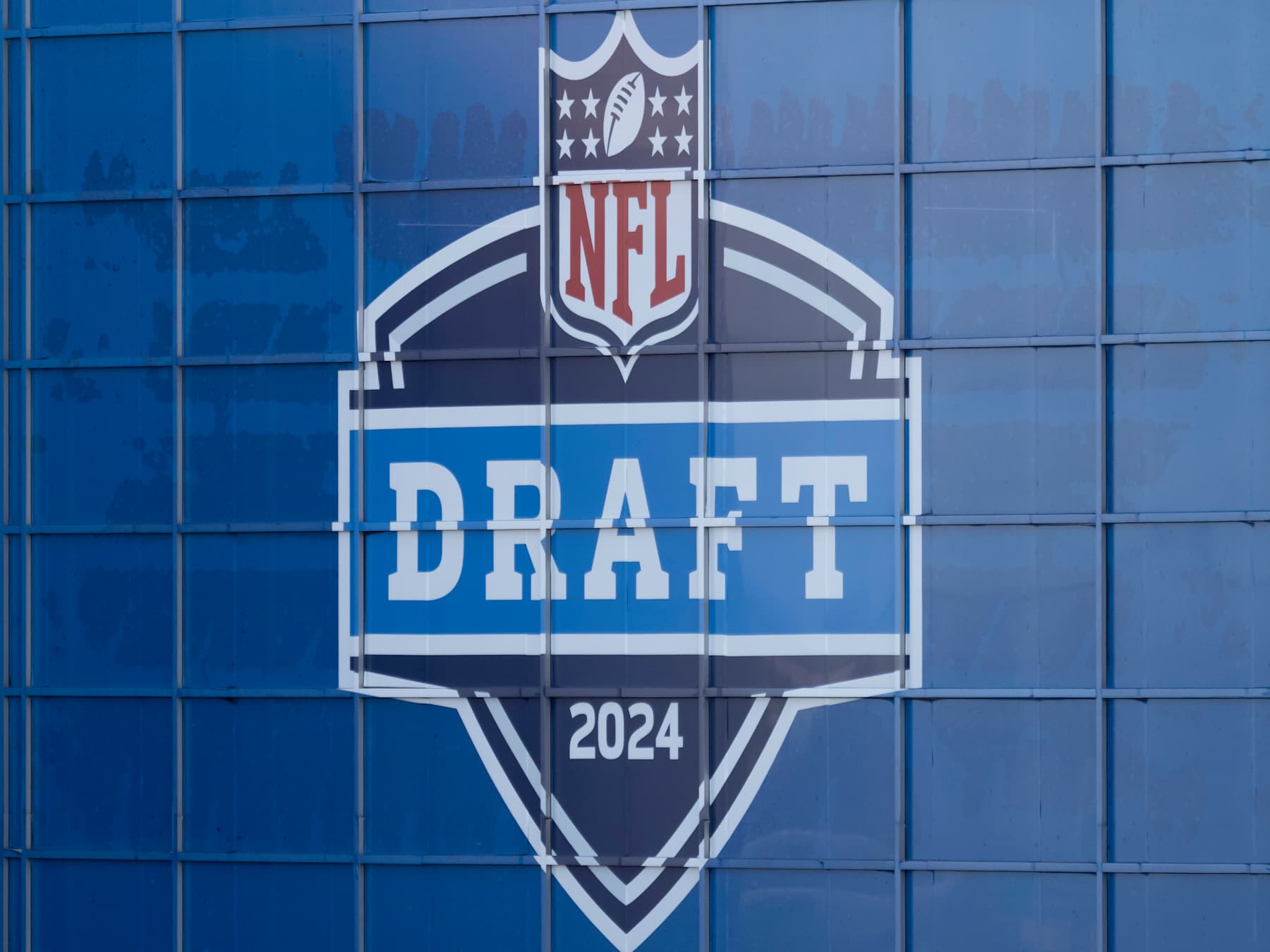 DETROIT, MI - NOVEMBER 24: The NFL Draft 2024 logo is pictured on the exterior of Ford Field before a college football game between the Penn State Nittany Lions and the Michigan State Spartans on November 24, 2023 at Ford Field in Detroit, Michigan. (Photo by Joseph Weiser/Icon Sportswire via Getty Images) DETROIT, MI - NOVEMBER 24: The NFL Draft 2024 logo is pictured on the exterior of Ford Field before a college football game between the Penn State Nittany Lions and the Michigan State Spartans on November 24, 2023 at Ford Field in Detroit, Michigan. (Photo by Joseph Weiser/Icon Sportswire via Getty Images)