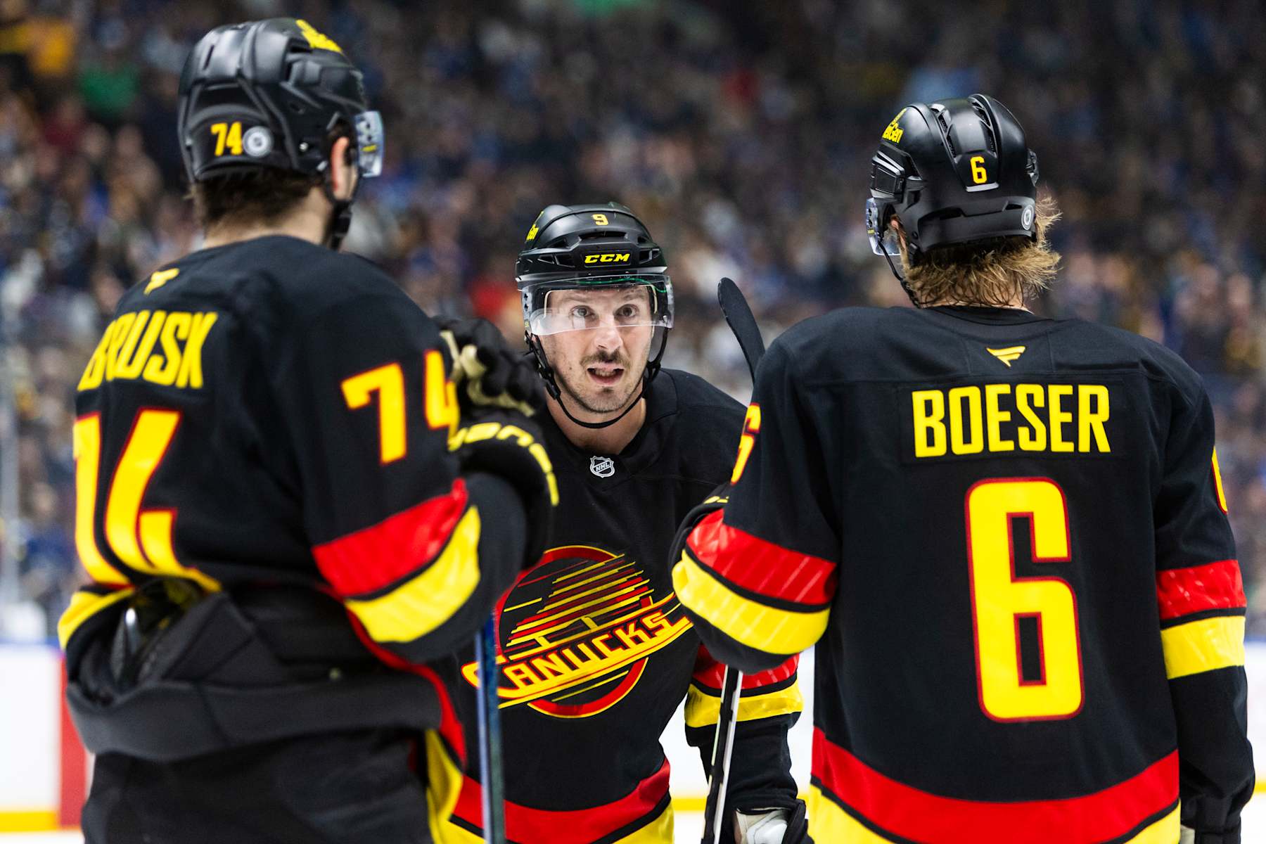 Jake DeBrusk, J.T. Miller and Brock Boeser.