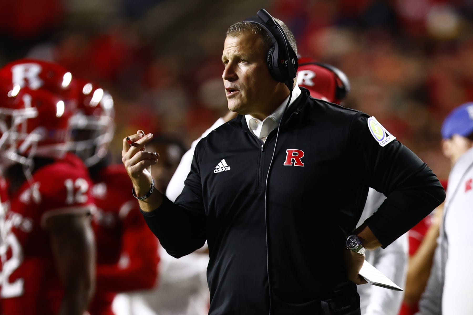 PISCATAWAY, NJ - SEPTEMBER 24: Head coach Greg Schiano of the Rutgers Scarlet Knights on the sidelines during the third quarter of a game  against the Iowa Hawkeyes at SHI Stadium on September 24, 2022 in Piscataway, New Jersey. Iowa defeated Rutgers 27-10. (Photo by Rich Schultz/Getty Images)