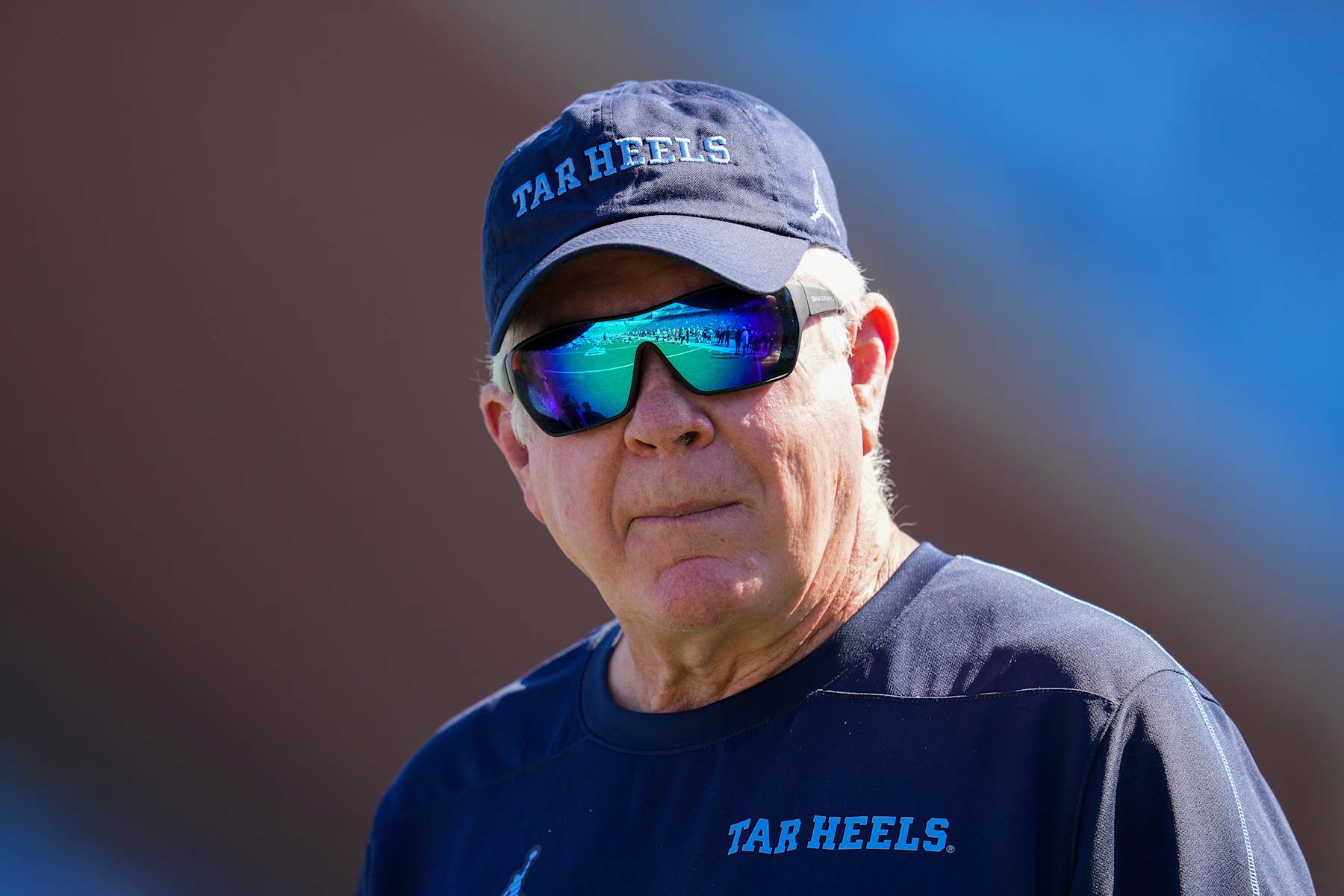 CHAPEL HILL, NORTH CAROLINA - OCTOBER 05: Head coach Mack Brown of the North Carolina Tar Heels  looks on during the first half of the game against the Pittsburgh Panthers at Kenan Memorial Stadium on October 05, 2024 in Chapel Hill, North Carolina. (Photo by Grant Halverson/Getty Images)