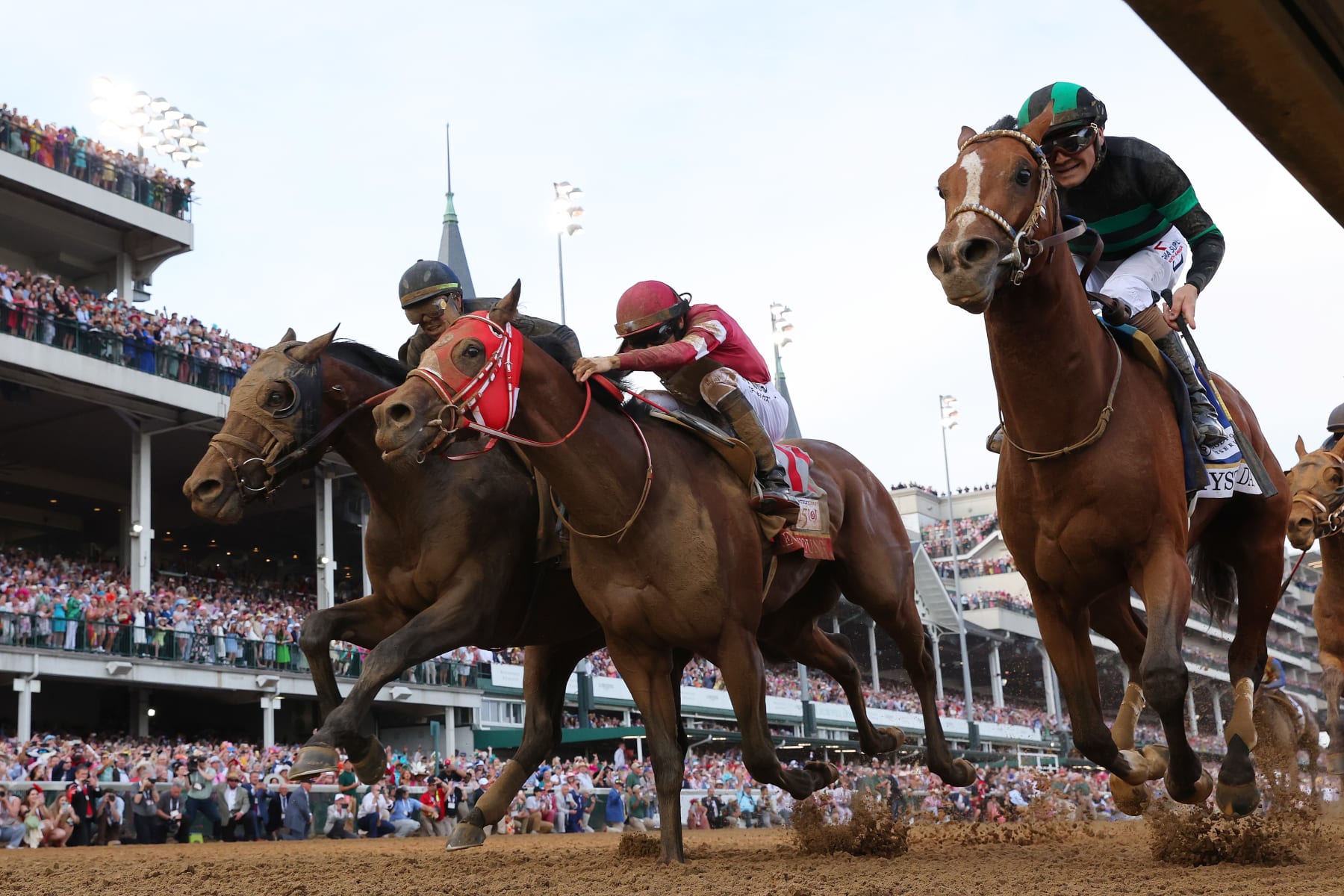 Jockey Joseph Hernandez Jr. on Mystik Dan win the 150th Kentucky Derby