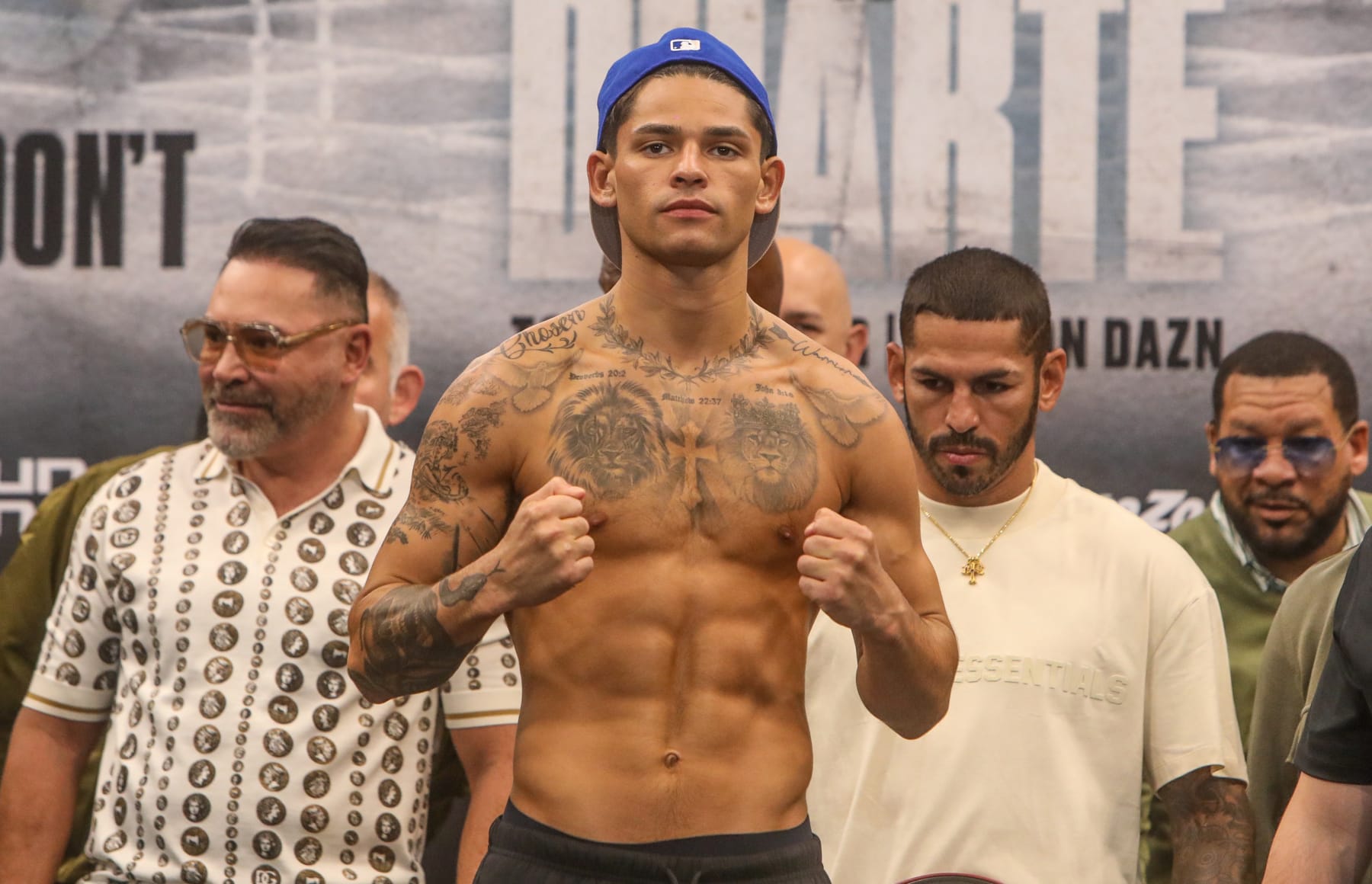 HOUSTON, TEXAS - DECEMBER 01: Ryan Garcia poses for a photo during the weigh in on December 01, 2023 at Toyota Center in Houston, Texas.(Photo by Thaddaeus McAdams/Getty Images)
