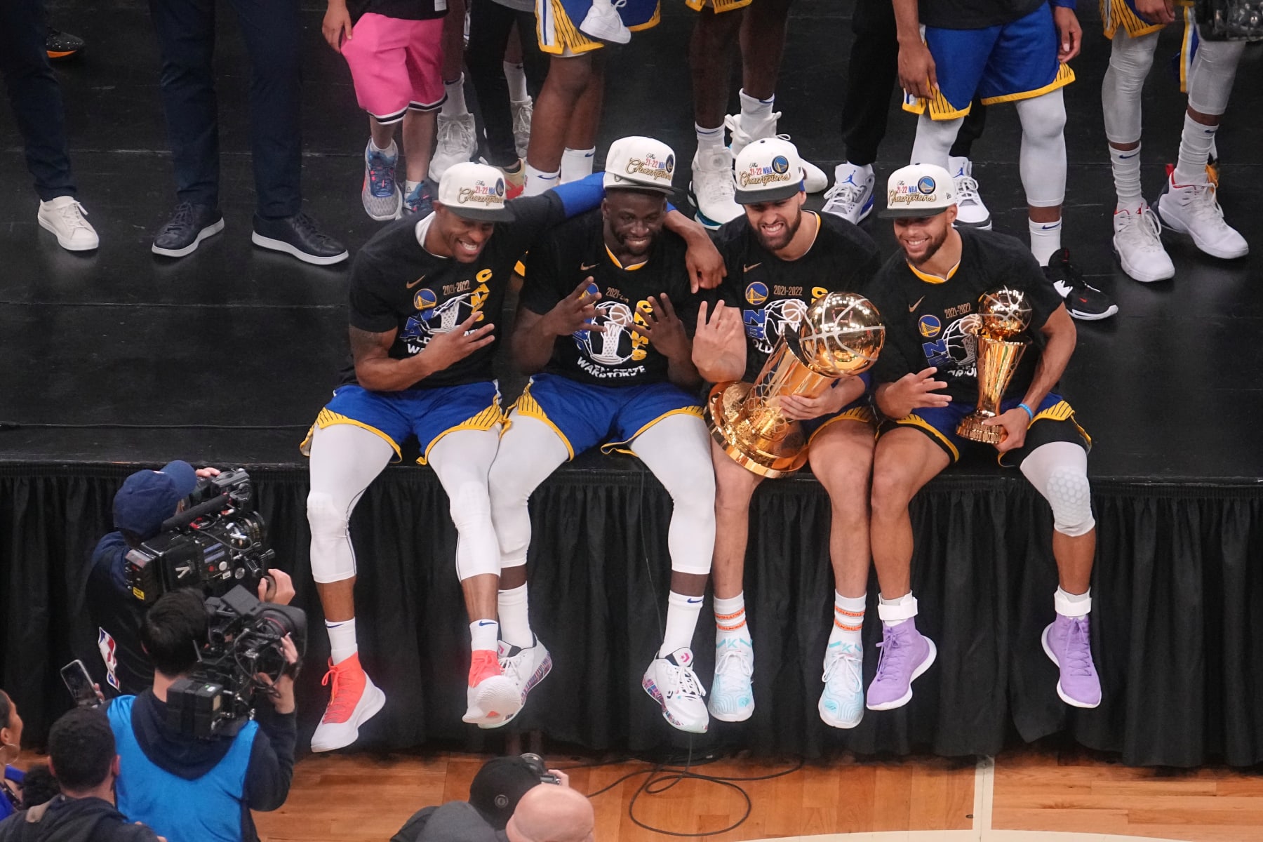 Andre Iguodala, Draymond Green, Klay Thompson and Stephen Curry
