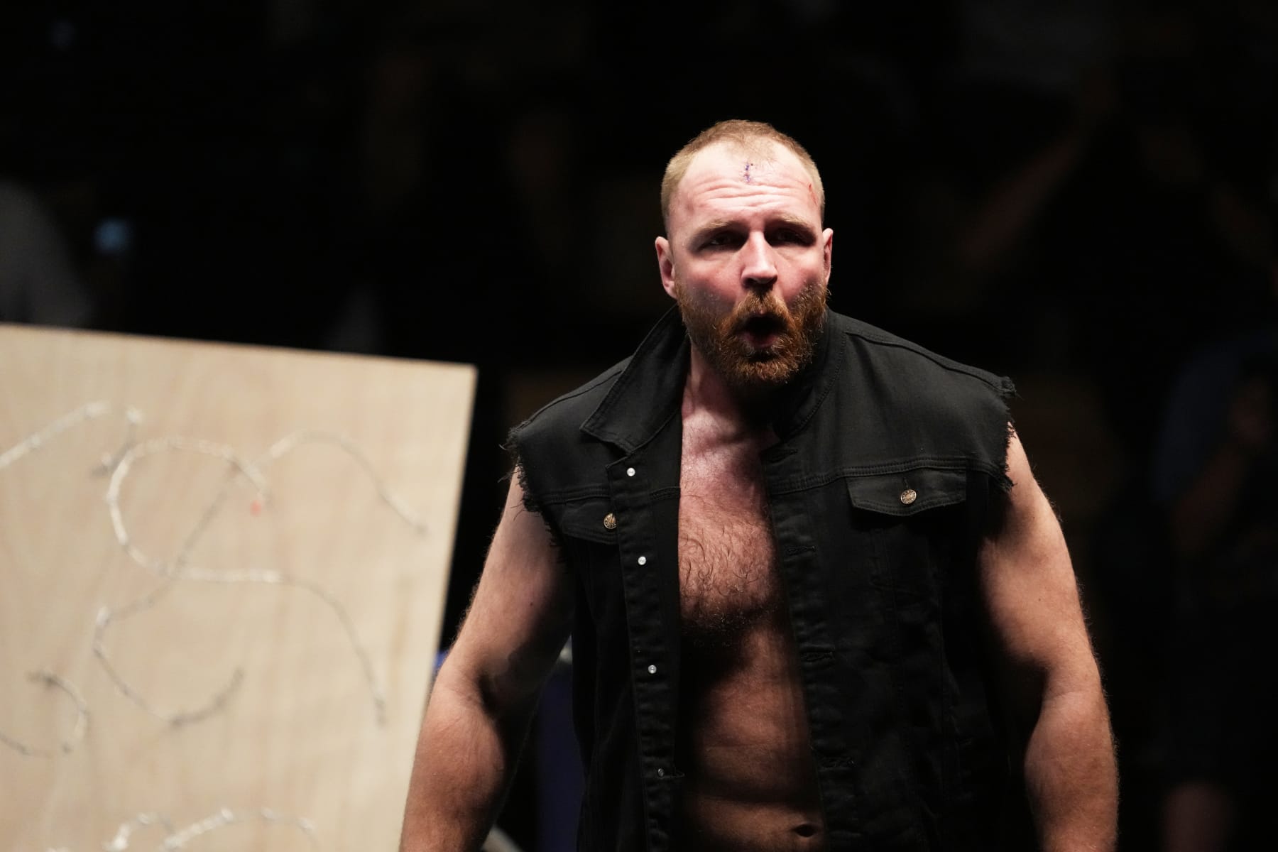 TOKYO, JAPAN - JULY 05: Jon Moxley enters the ring during the New Japan Pro-Wrestling - STRONG at Korakuen Hall on July 05, 2023 in Tokyo, Japan. (Photo by Etsuo Hara/Getty Images)