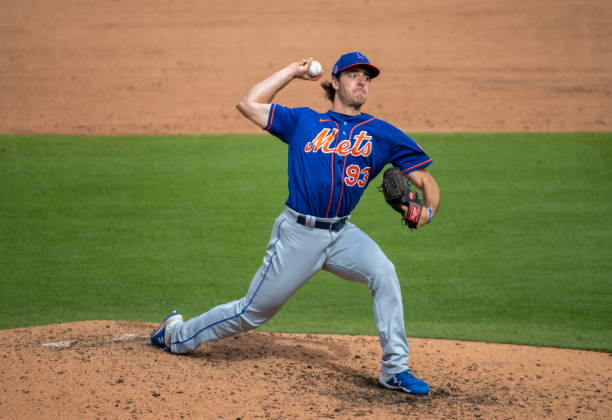 West Palm Beach, FL: New York Mets' pitcher Matt Allan throws in the sixth inning of a spring training game against the Washington Nationals at The Ballpark of the Palm Beaches in West Palm Beach, Florida, Monday March 8, 2021. (Photo by Alejandra Villa Loraca/Newsday RM via Getty Images)