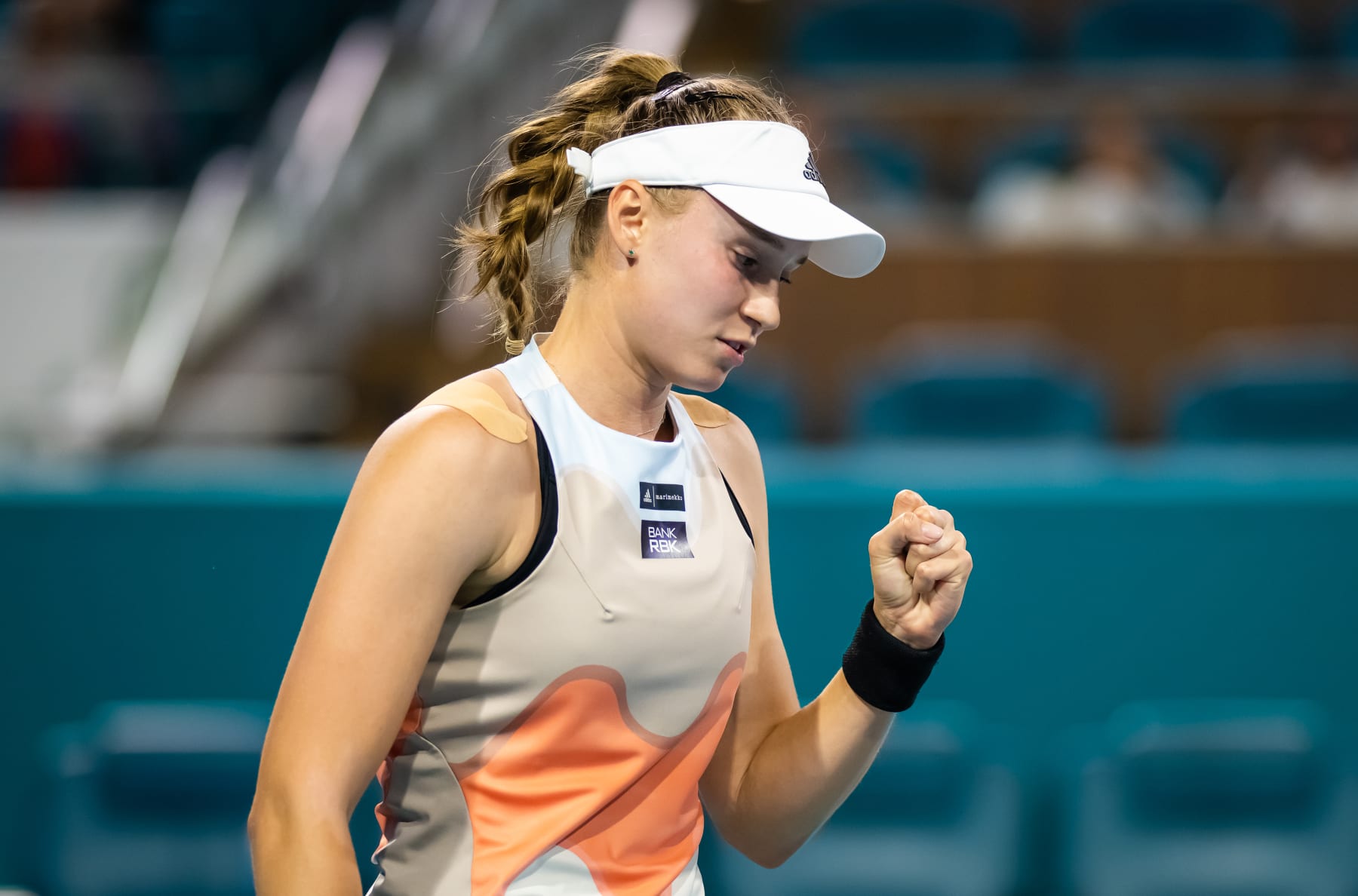 MIAMI GARDENS, FLORIDA - MARCH 30: Elena Rybakina of Kazakhstan in action against Jessica Pegula of the United States in her semi-final match on Day 12 of the Miami Open at Hard Rock Stadium on March 30, 2023 in Miami Gardens, Florida (Photo by Robert Prange/Getty Images) MIAMI GARDENS, FLORIDA - MARCH 30: Elena Rybakina of Kazakhstan in action against Jessica Pegula of the United States in her semi-final match on Day 12 of the Miami Open at Hard Rock Stadium on March 30, 2023 in Miami Gardens, Florida (Photo by Robert Prange/Getty Images)