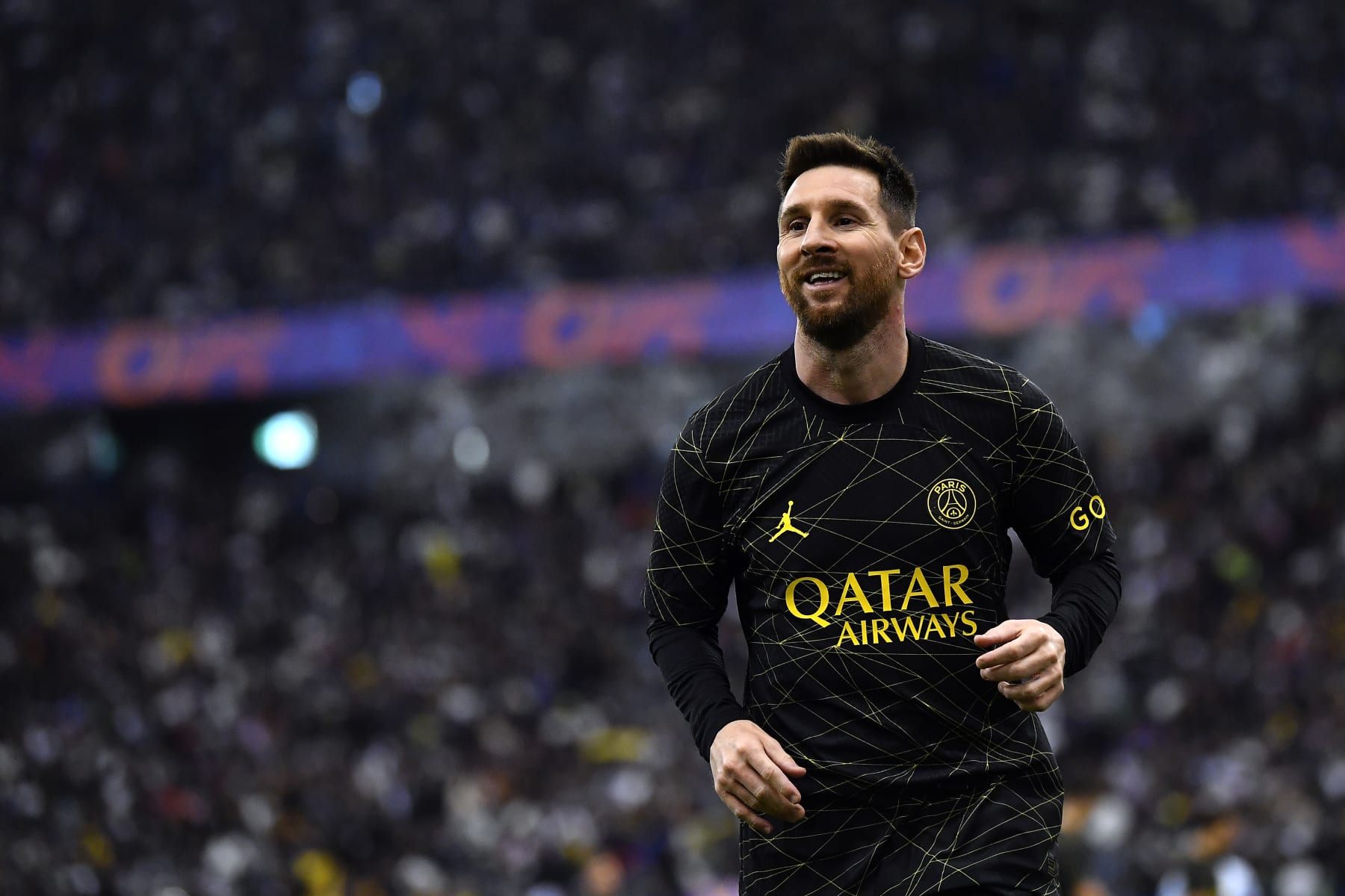 RIYADH, SAUDI ARABIA - JANUARY 19: Leo Messi of Paris Saint-Germain looks on during the friendly match between Paris Saint-Germain and Riyadh XI at King Fahd International Stadium on January 19, 2023 in Riyadh, Saudi Arabia. (Photo by Aurelien Meunier - PSG/PSG via Getty Images)