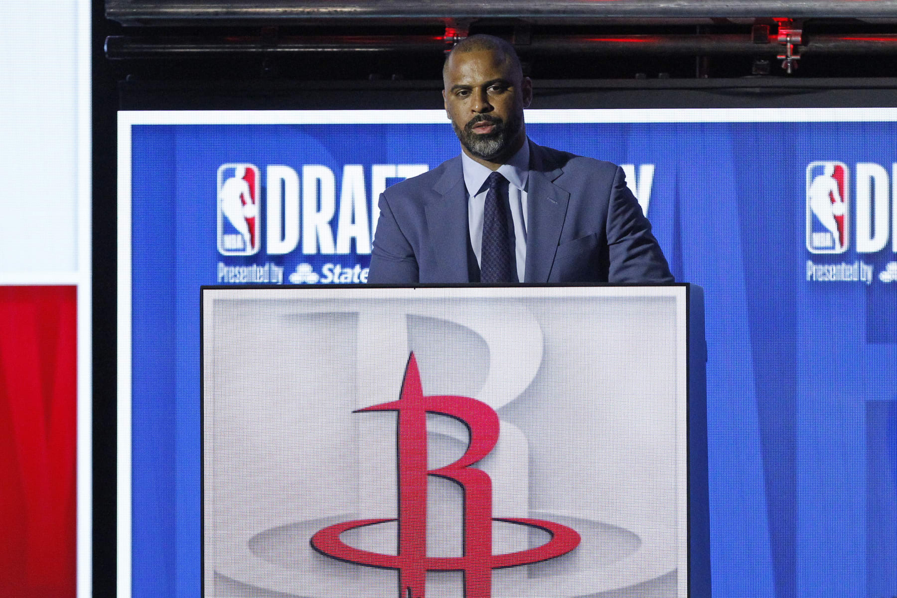 CHICAGO, IL -  MAY 12: Head Coach Ime Udoka of the Houston Rockets looks on during the 2024 NBA Draft Lottery on May 12, 2024 at the McCormick Convention Center in Chicago, IL. NOTE TO USER: User expressly acknowledges and agrees that, by downloading and or using this photograph, User is consenting to the terms and conditions of the Getty Images License Agreement. Mandatory Copyright Notice: Copyright 2024 NBAE (Photo by Kena Krutsinger/NBAE via Getty Images)