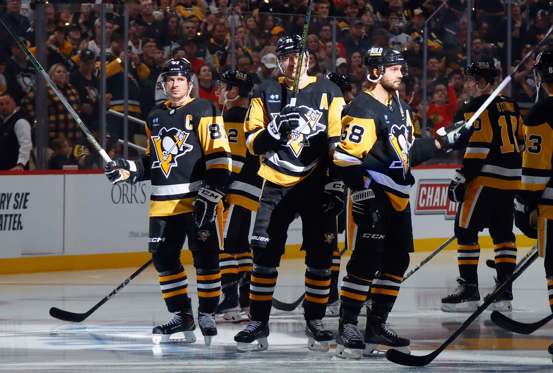 Sidney Crosby, Evgeni Malkin and Kris Letang.