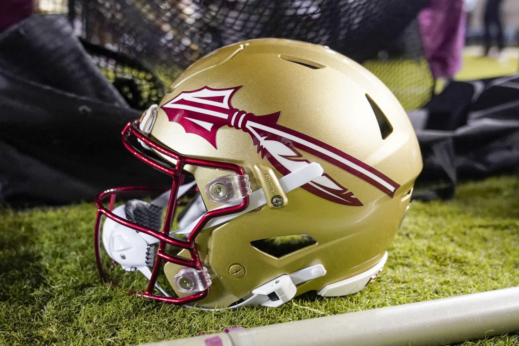 TALLAHASSEE, FL - OCTOBER 15: Florida State Seminoles helmet during the Clemson Tigers game against the Florida State Seminoles on October 15, 2022, at Doak Campbell Stadium in Tallahassee, FL. (Photo by Chris Leduc/Icon Sportswire via Getty Images)
