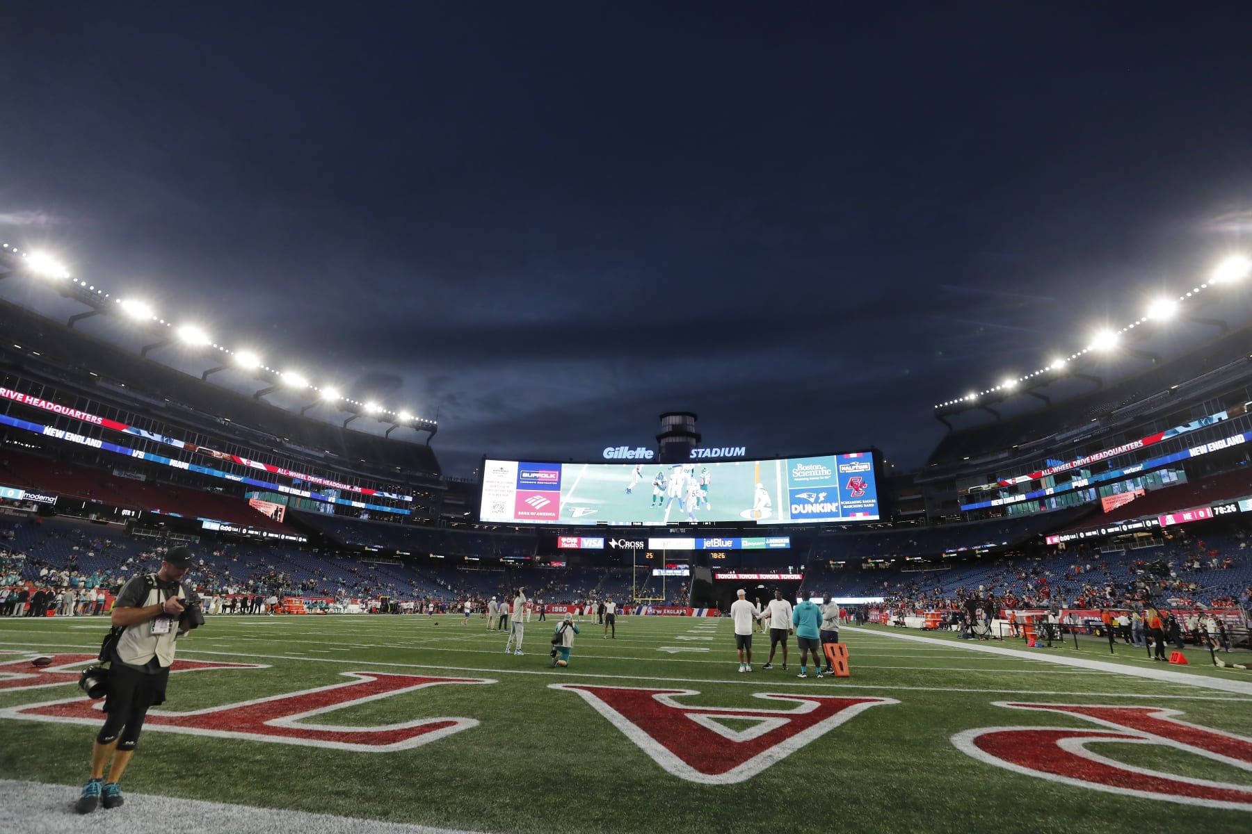 Gillette Stadium before an NFL football game between the New England Patriots and the Miami Dolphins, Sunday, Sept. 17, 2023, in Foxborough, Mass. (AP Photo/Michael Dwyer)