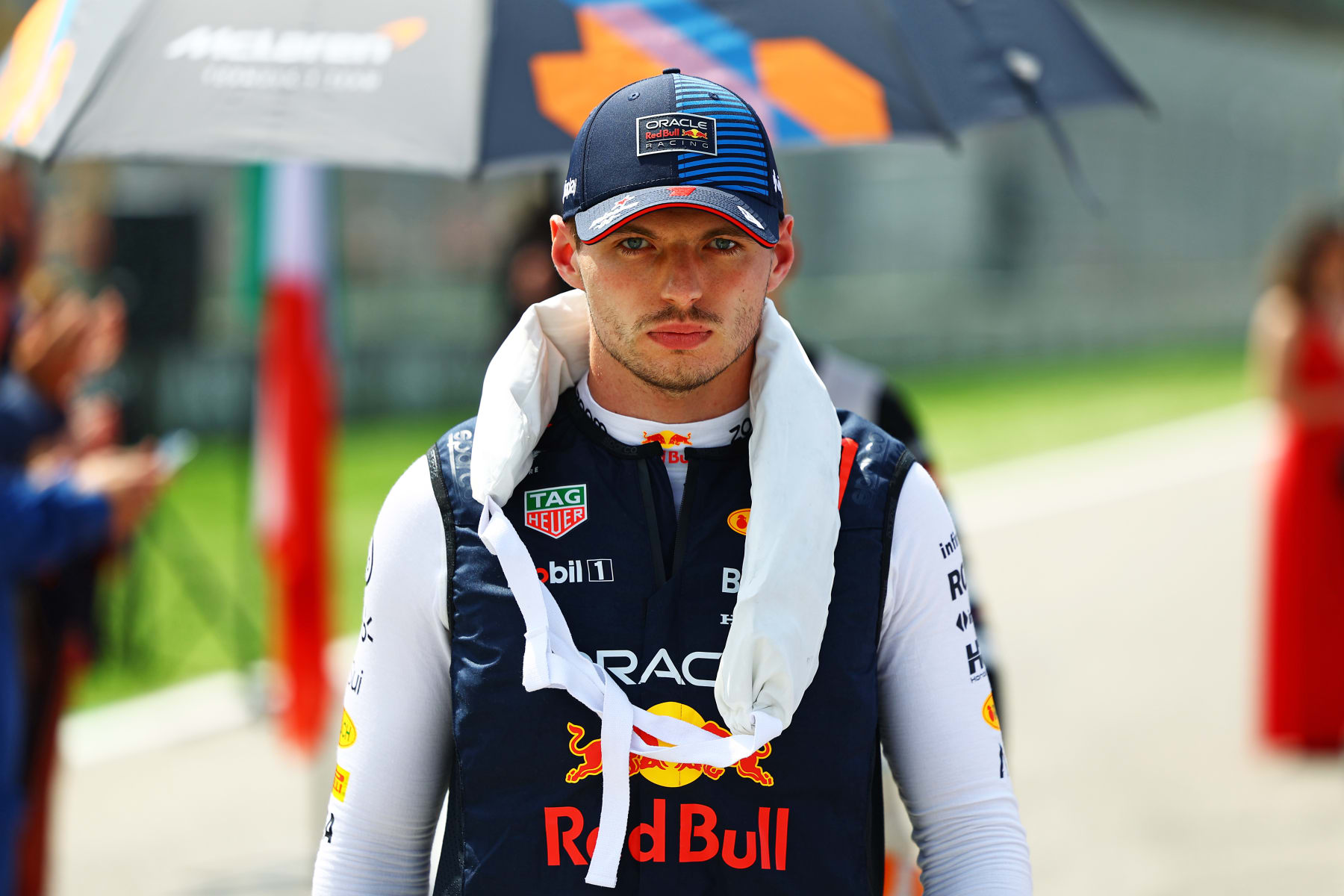 IMOLA, ITALY - MAY 19: Max Verstappen of the Netherlands and Oracle Red Bull Racing prepares to drive on the grid prior to the F1 Grand Prix of Emilia-Romagna at Autodromo Enzo e Dino Ferrari Circuit on May 19, 2024 in Imola, Italy. (Photo by Mark Thompson/Getty Images)