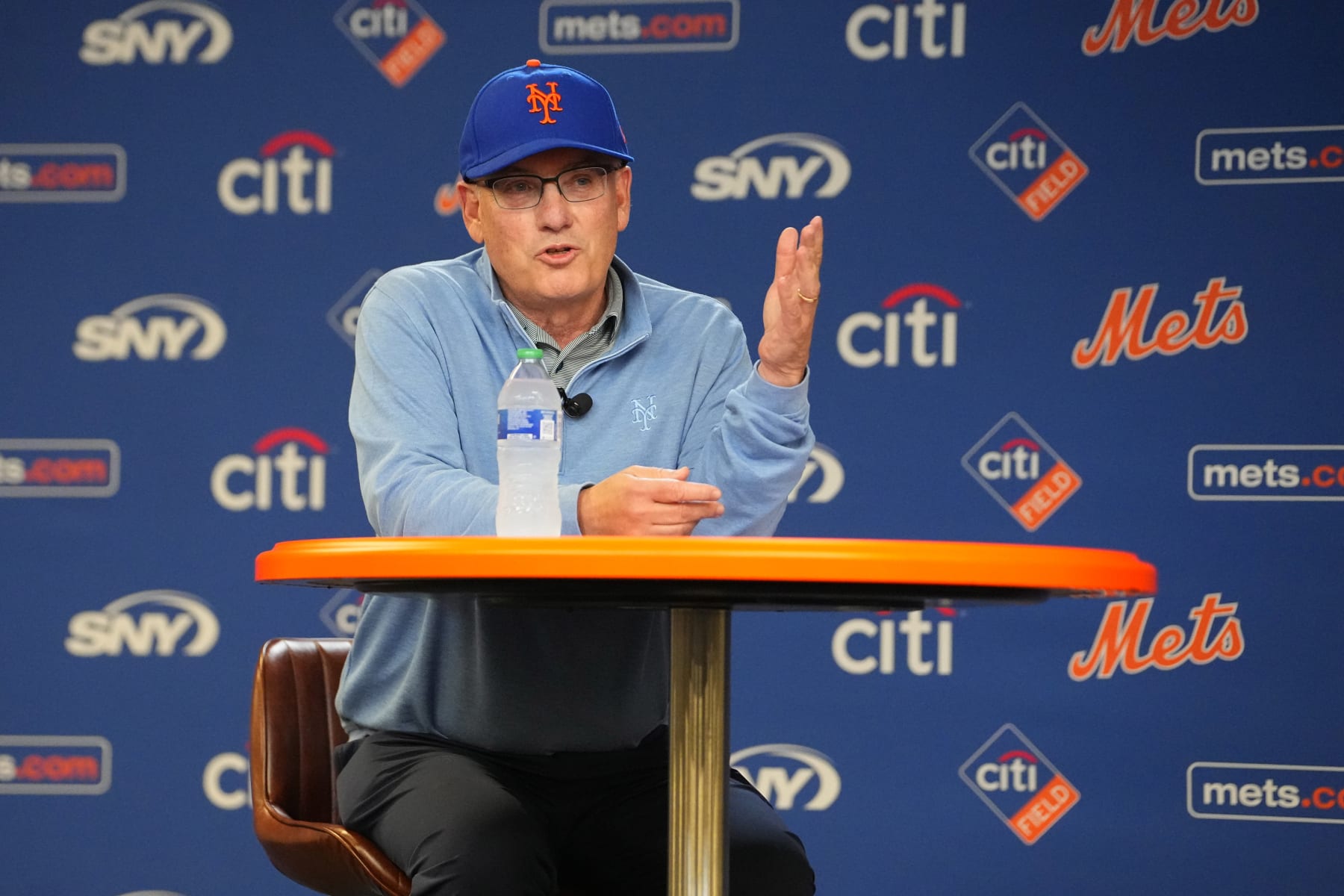 FLUSHING, NY - JUNE 28: New York Mets owner, Steve Cohen speaks during a press conference prior to the Major League Baseball game between the Milwaukee Brewers and New York Mets on June 29, 2023, at Citi Field in Flushing, NY. (Photo by Gregory Fisher/Icon Sportswire via Getty Images)