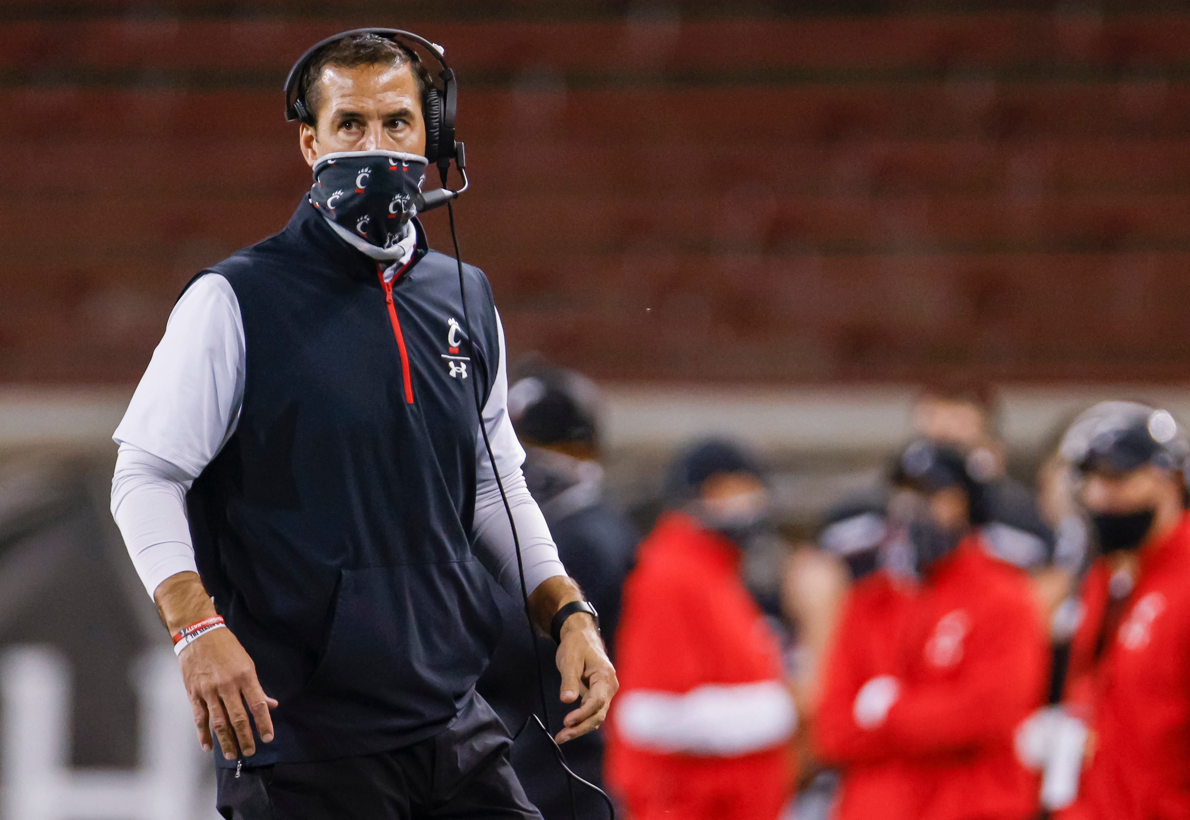 CINCINNATI, OH - NOVEMBER 07:  Head coach Luke Fickell of the Cincinnati Bearcats is seen during the game against the Houston Cougars at Nippert Stadium on November 7, 2020 in Cincinnati, Ohio. (Photo by Michael Hickey/Getty Images)