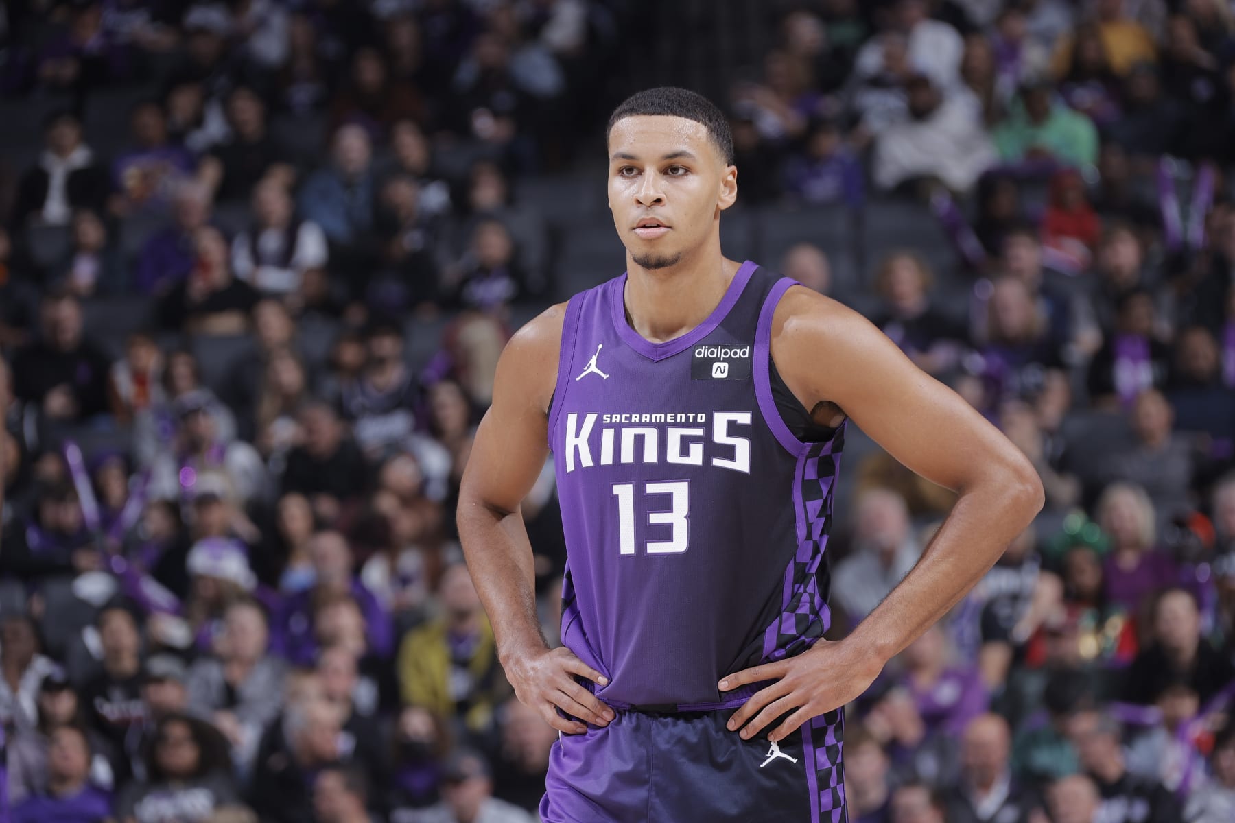 SACRAMENTO, CA - DECEMBER 16: Keegan Murray #13 of the Sacramento Kings looks on during the game against the Utah Jazz on December 16, 2023 at Golden 1 Center in Sacramento, California. NOTE TO USER: User expressly acknowledges and agrees that, by downloading and or using this Photograph, user is consenting to the terms and conditions of the Getty Images License Agreement. Mandatory Copyright Notice: Copyright 2023 NBAE (Photo by Rocky Widner/NBAE via Getty Images) SACRAMENTO, CA - DECEMBER 16: Keegan Murray #13 of the Sacramento Kings looks on during the game against the Utah Jazz on December 16, 2023 at Golden 1 Center in Sacramento, California. NOTE TO USER: User expressly acknowledges and agrees that, by downloading and or using this Photograph, user is consenting to the terms and conditions of the Getty Images License Agreement. Mandatory Copyright Notice: Copyright 2023 NBAE (Photo by Rocky Widner/NBAE via Getty Images)