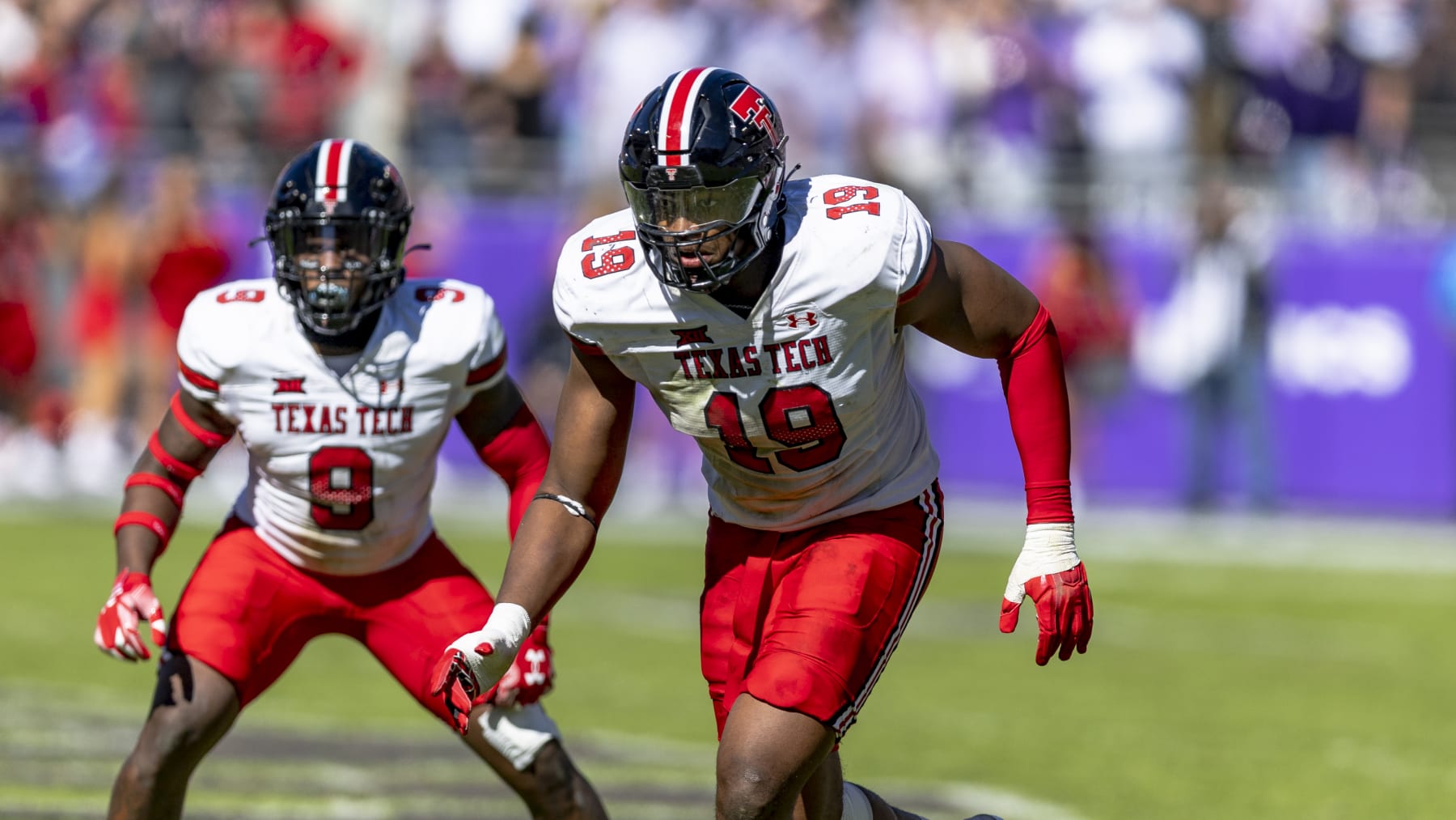 Texas Tech linebacker Tyree Wilson (19) is seen during an NCAA football game against TCU on Saturday, Nov. 5, 2022, in Fort Worth, Texas. TCU won 34-24. (AP Photo/Brandon Wade)