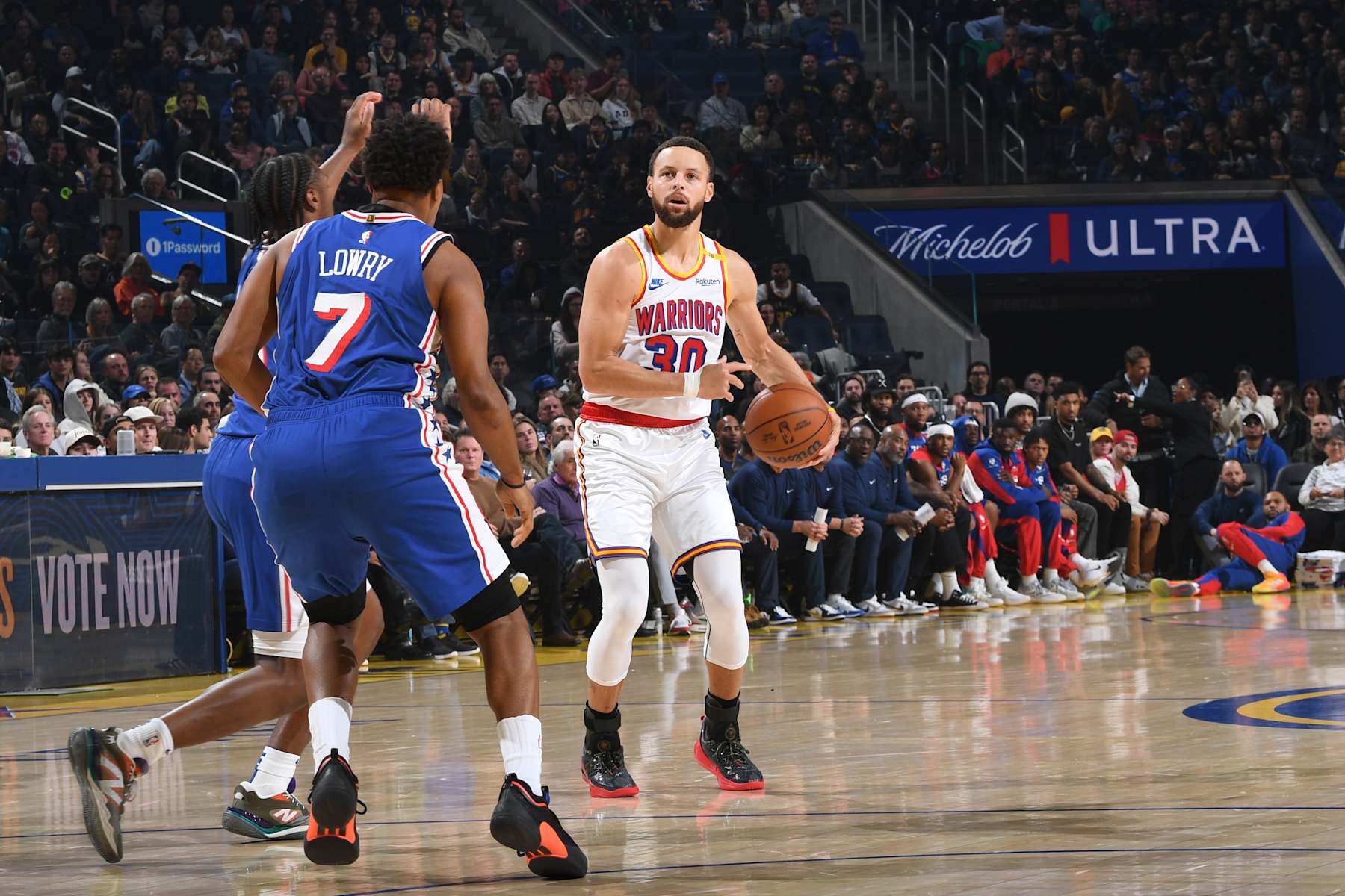 Tyrese Maxey, Kyle Lowry and Stephen Curry