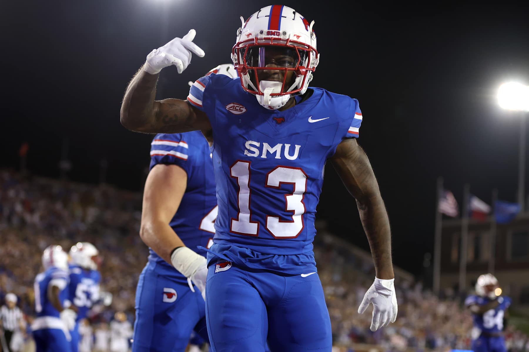 Roderick Daniels Jr. #13 of the Southern Methodist Mustangs