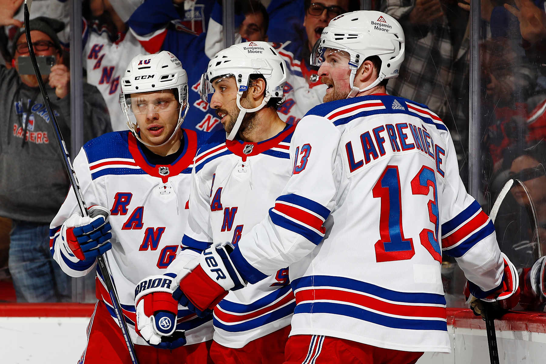 Artemi Panarin, Vincent Trocheck and Alexis Lafreniere.