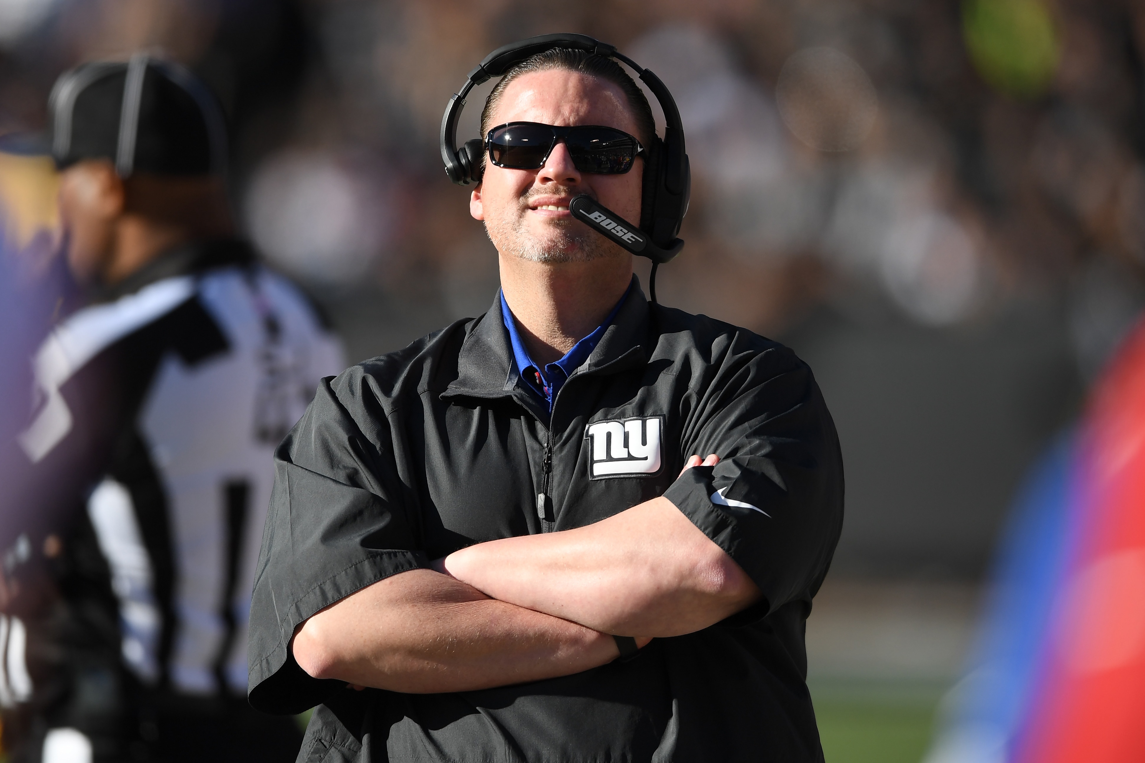 OAKLAND, CA - DECEMBER 03:  Head coach Ben McAdoo of the New York Giants looks during their NFL game against the Oakland Raiders at Oakland-Alameda County Coliseum on December 3, 2017 in Oakland, California.  (Photo by Thearon W. Henderson/Getty Images)