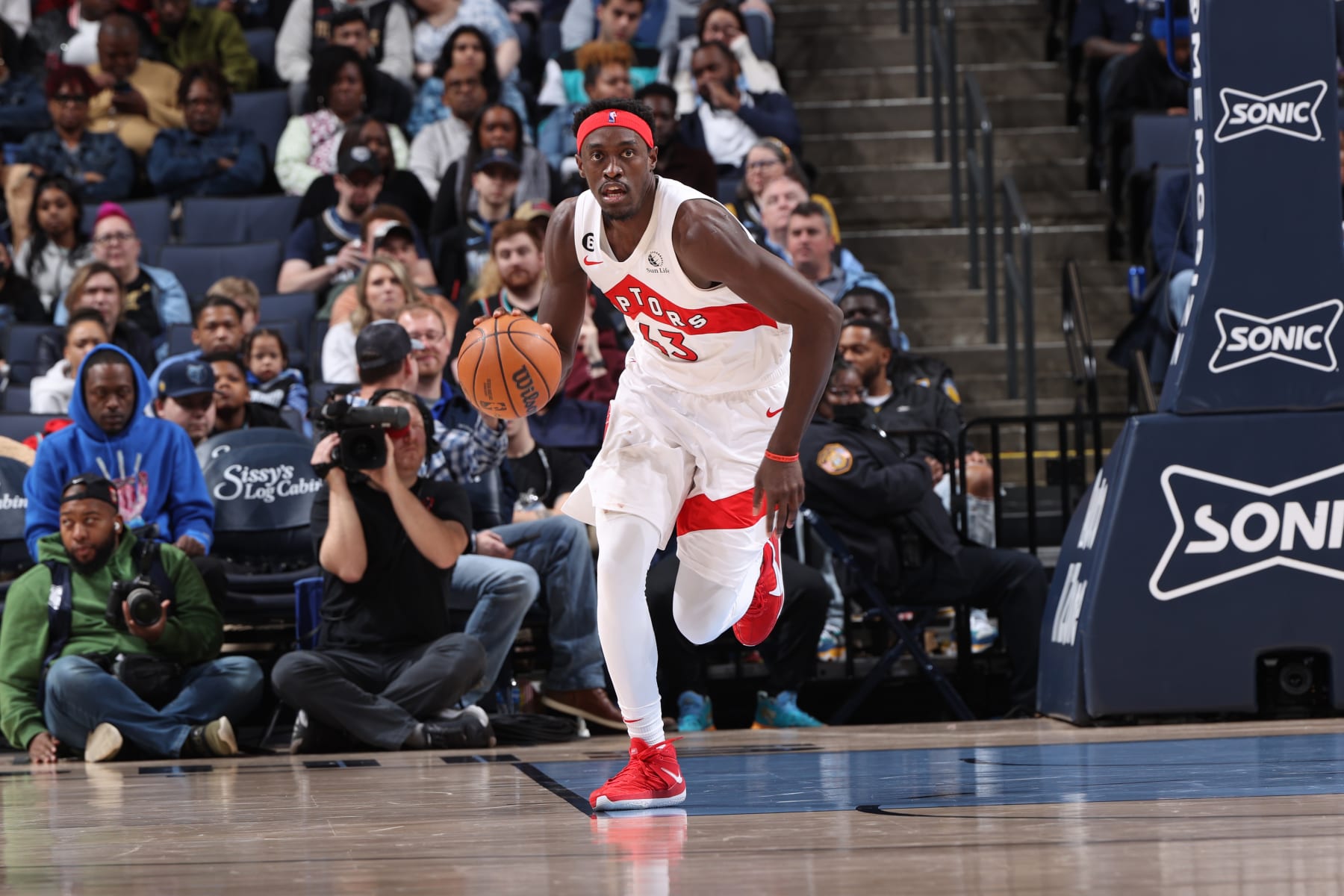 MEMPHIS, TN - FEBRUARY 5: Pascal Siakam #43 of the Toronto Raptors dribbles the ball during the game against the Memphis Grizzlies on February 5, 2023 at FedExForum in Memphis, Tennessee. NOTE TO USER: User expressly acknowledges and agrees that, by downloading and or using this photograph, User is consenting to the terms and conditions of the Getty Images License Agreement. Mandatory Copyright Notice: Copyright 2023 NBAE (Photo by Joe Murphy/NBAE via Getty Images)