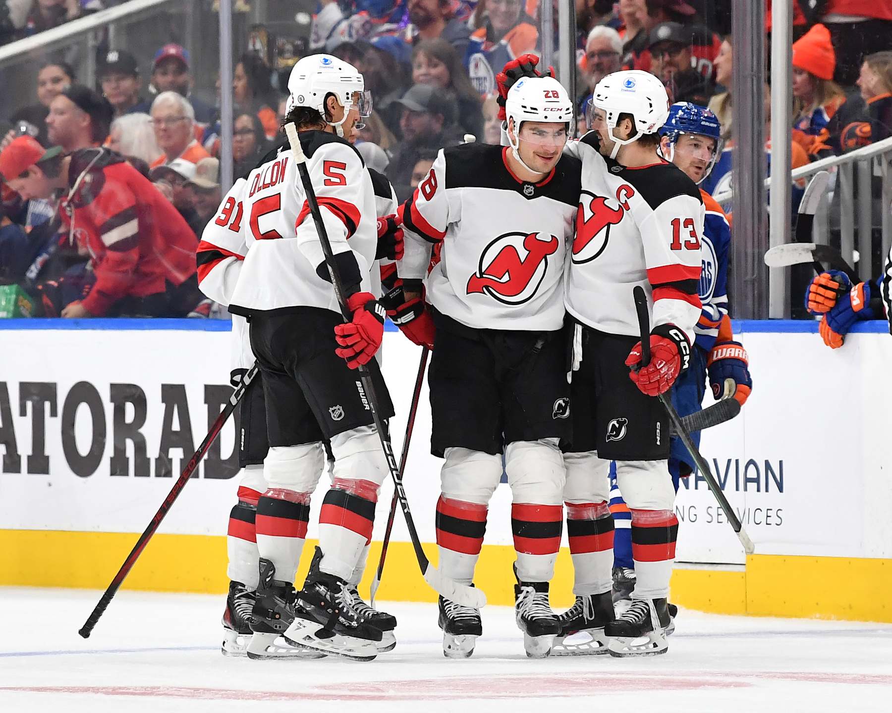 Timo Meier, Nico Hischier, Brenden Dillon  and Dawson Mercer.