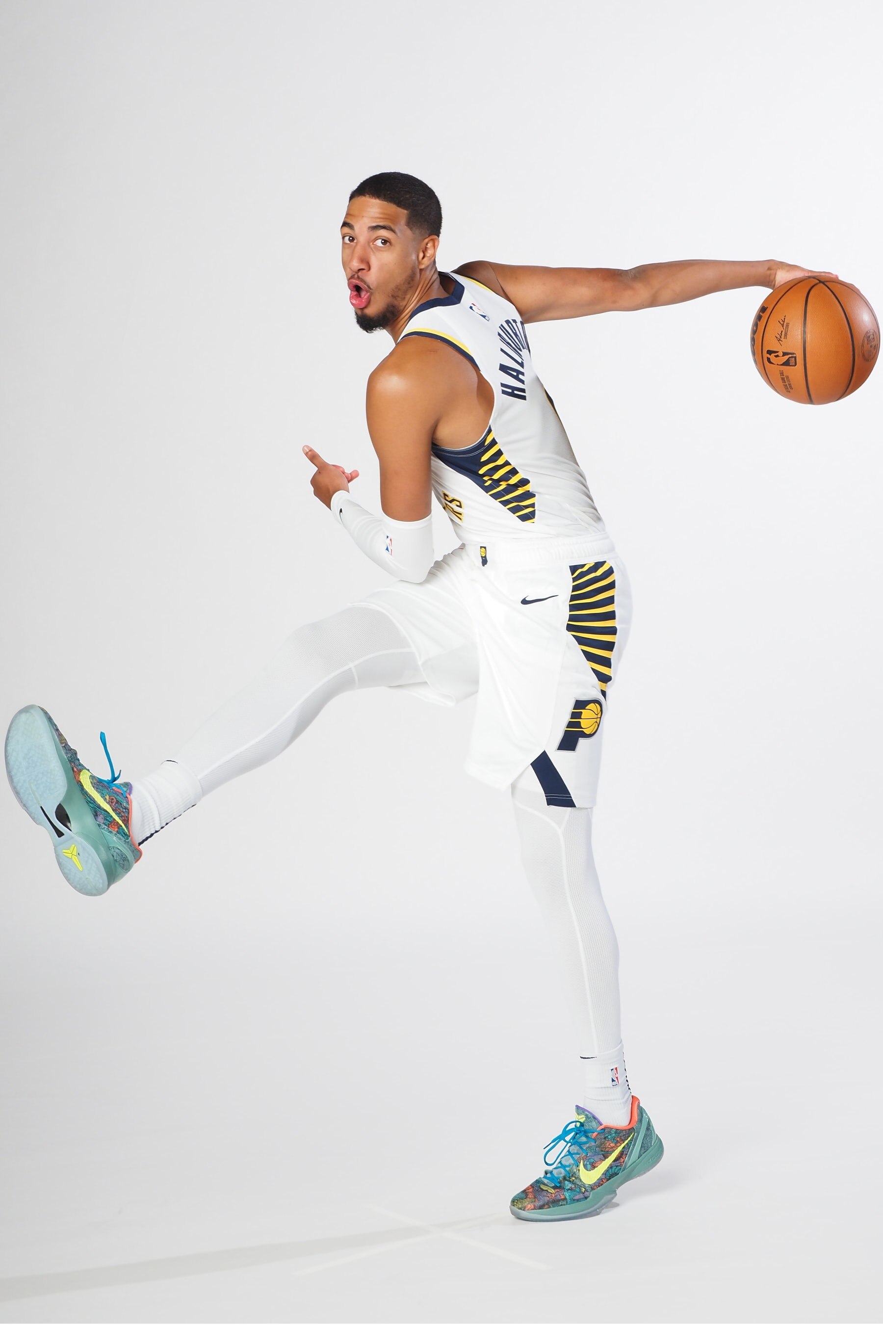 INDIANAPOLIS, IN - SEPTEMBER 26: Tyrese Haliburton #0 of the Indiana Pacers during the Pacers Media Day on September 26, 2022 at St. Vincent Training Center in Indianapolis, Indiana. NOTE TO USER: User expressly acknowledges and agrees that, by downloading and or using this Photograph, user is consenting to the terms and conditions of the Getty Images License Agreement. Mandatory Copyright Notice: Copyright 2022 NBAE (Photo by Ron Hoskins/NBAE via Getty Images)