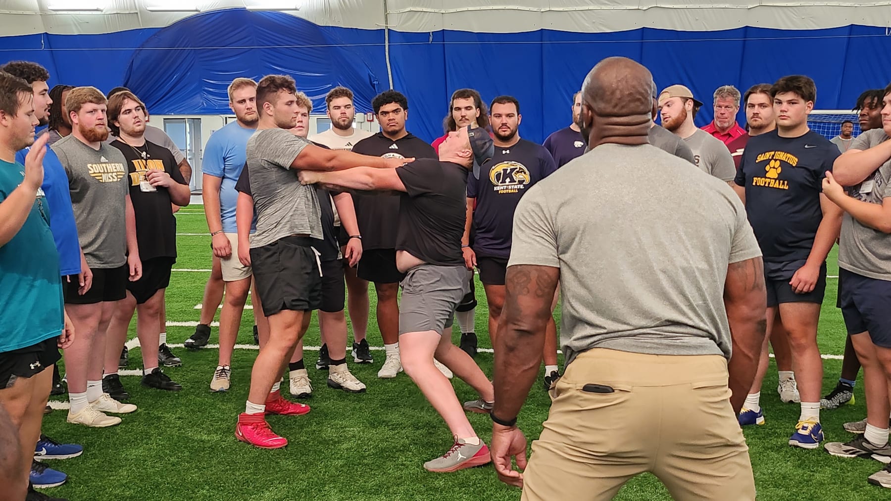 LeCharles Bentley conducts a drill during the 2024 Center Summit. 