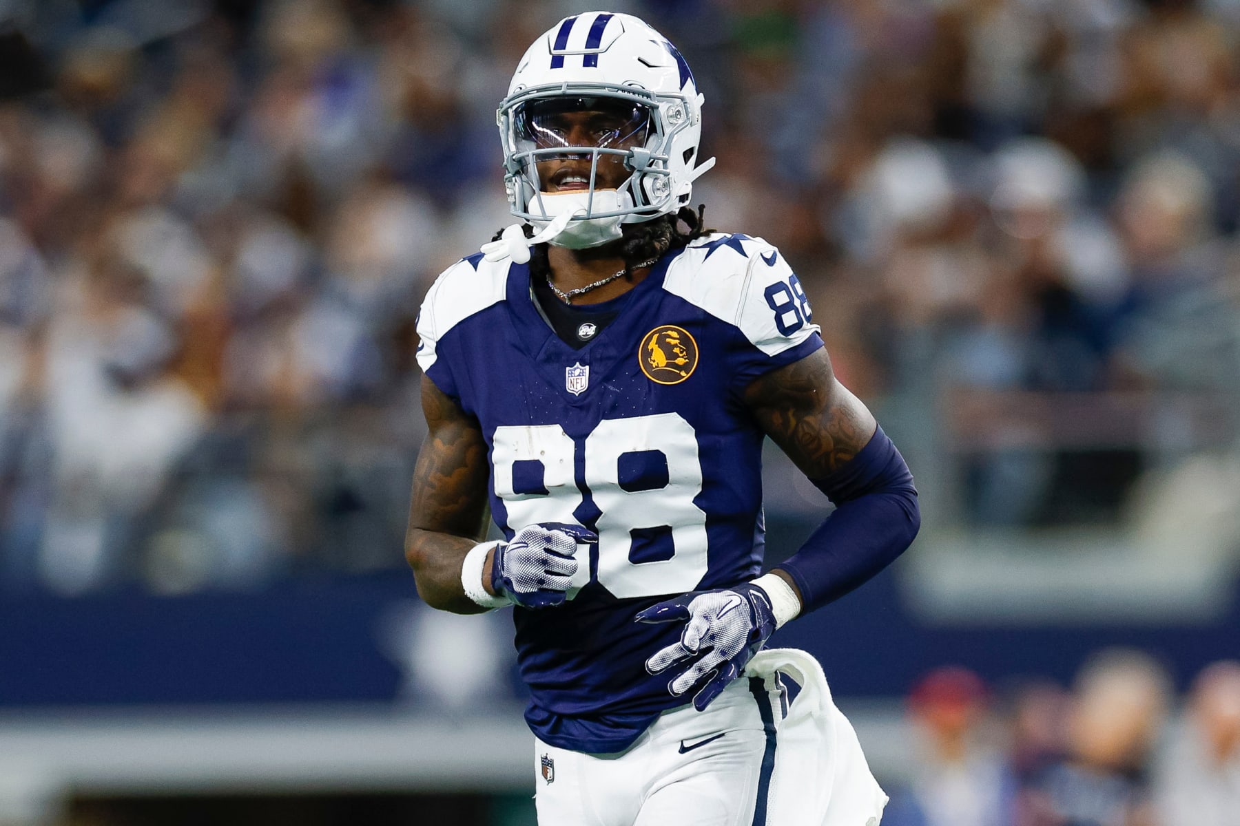 ARLINGTON, TEXAS - NOVEMBER 23: CeeDee Lamb #88 of the Dallas Cowboys lines up out wide against the Washington Commanders during the first half at AT&T Stadium on November 23, 2023 in Arlington, Texas. (Photo by Brandon Sloter/Image Of Sport/Getty Images)