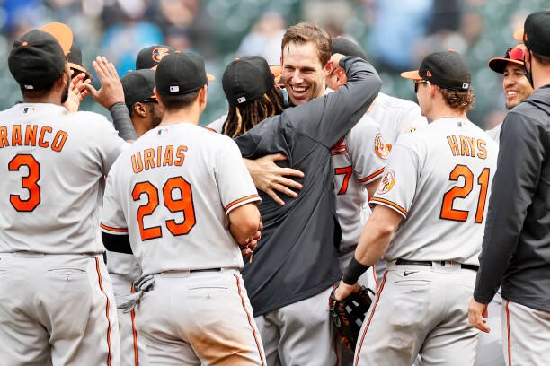 SEATTLE, WASHINGTON - MAY 05: John Means #47 of the Baltimore Orioles reacts after recording the final out of his no-hitter against the Seattle Mariners to win 6-0 at T-Mobile Park on May 05, 2021 in Seattle, Washington. (Photo by Steph Chambers/Getty Images)