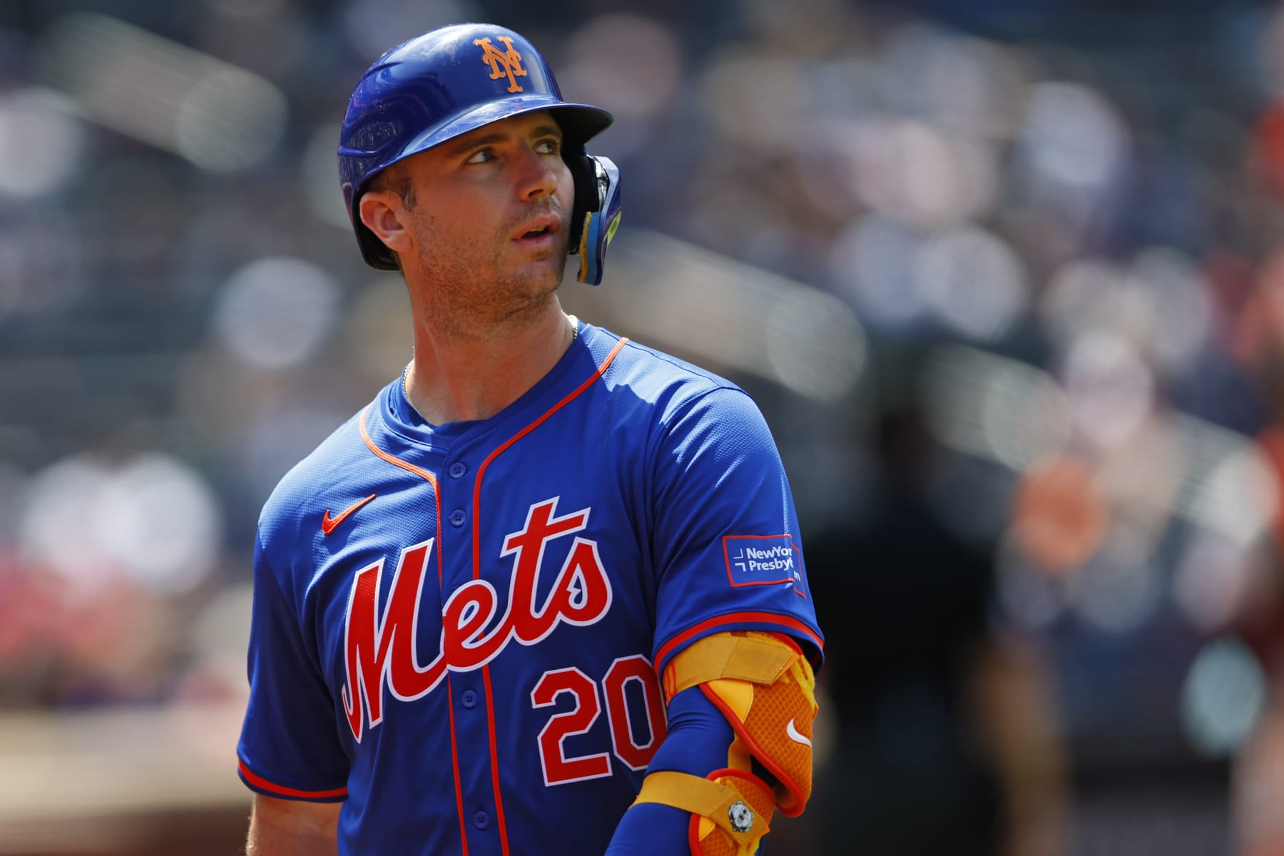 NEW YORK, NEW YORK - MAY 26: Pete Alonso #20 of the New York Mets in action against the San Francisco Giants during a game at Citi Field on May 26, 2024 in New York City. (Photo by Rich Schultz/Getty Images)