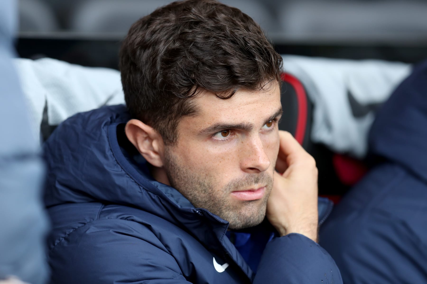 BOURNEMOUTH, ENGLAND - MAY 6:  Christian Pulisic of Chelsea sitting on the bench during the Premier League match between AFC Bournemouth and Chelsea FC at Vitality Stadium on May 6, 2023 in Bournemouth, United Kingdom. (Photo by Mark Leech/Offside/Offside via Getty Images)