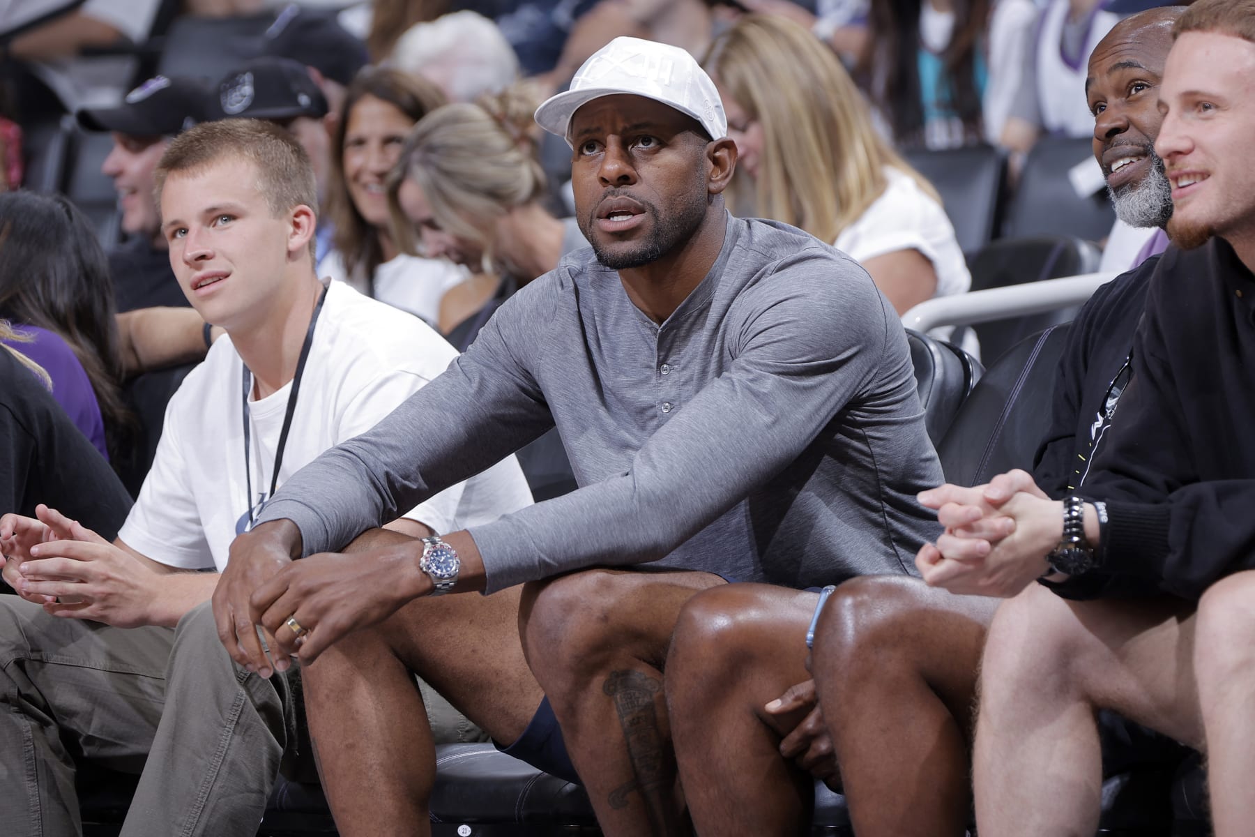 SACRAMENTO, CA - JULY 3: Andre Iguodala attends the game between the Golden State Warriors and Sacramento Kings during the 2023 NBA California Classic on July 3, 2023 at Golden 1 Center in Sacramento, California. NOTE TO USER: User expressly acknowledges and agrees that, by downloading and or using this Photograph, user is consenting to the terms and conditions of the Getty Images License Agreement. Mandatory Copyright Notice: Copyright 2023 NBAE (Photo by Rocky Widner/NBAE via Getty Images)
